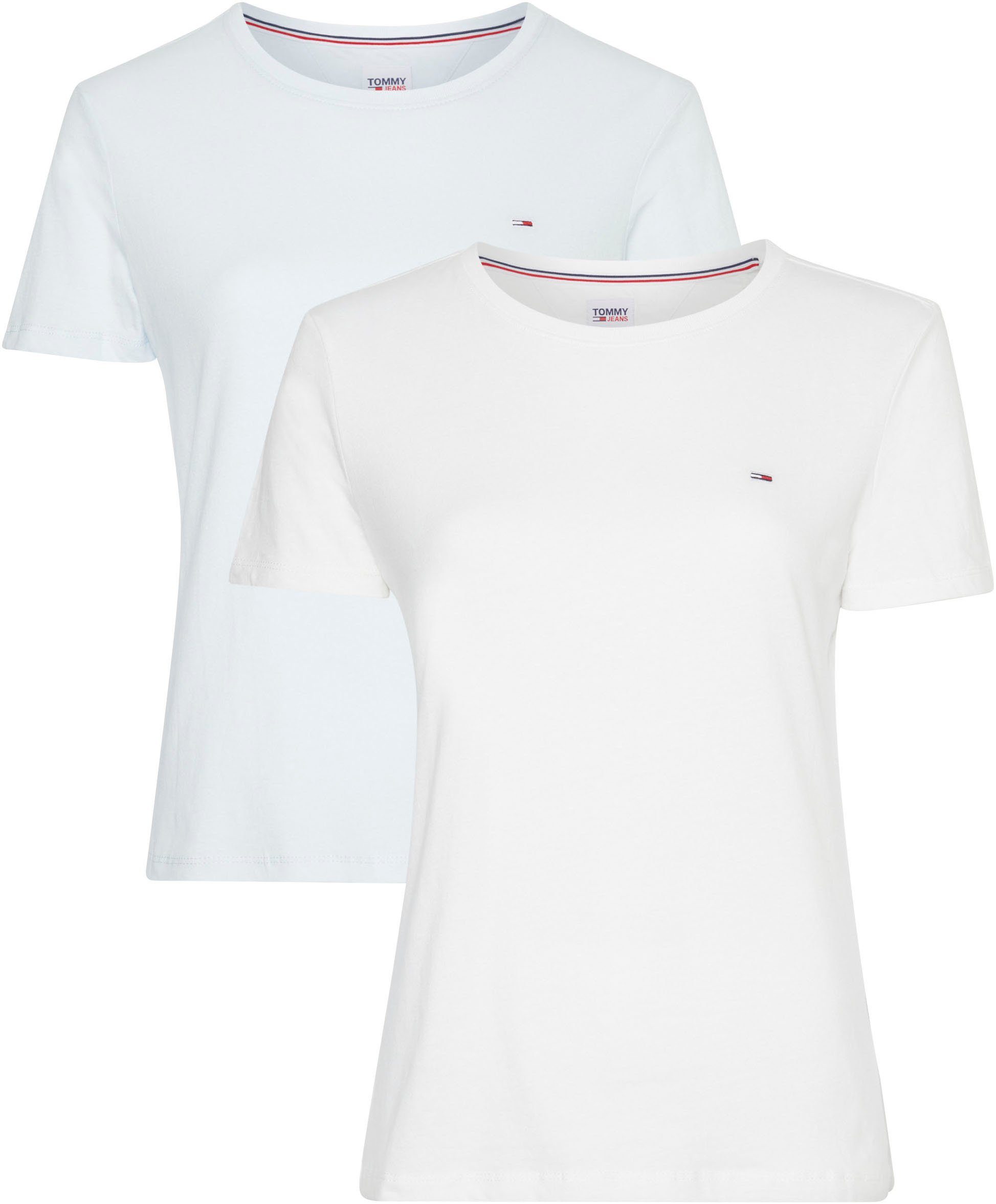 Tommy Jeans Rundhalsshirt TJW 2PACK SOFT JERSEY TEE (2-tlg., 2er-Pack) mit Tommy Jeans Logo-Flag-Stickerei