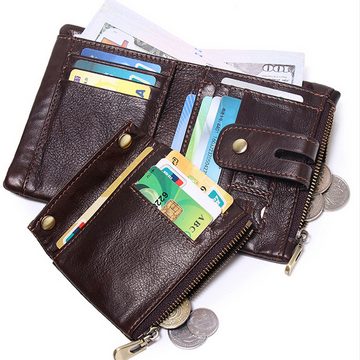 WISHDOR Geldbörse Herren Geldbeutel Geld Beutel Portemonnaie Portmonee Weich Leder Kurz (Herren Handtasche Ledergeldbörse Brieftasche mit 13 Kartenfächer, Slim Wallet, Kreditkartenetui, Kartenetui, Kartenhalter), NFC RFID-Schutz mit 2 Münzfach 9 x 11.5 x 2.5 cm