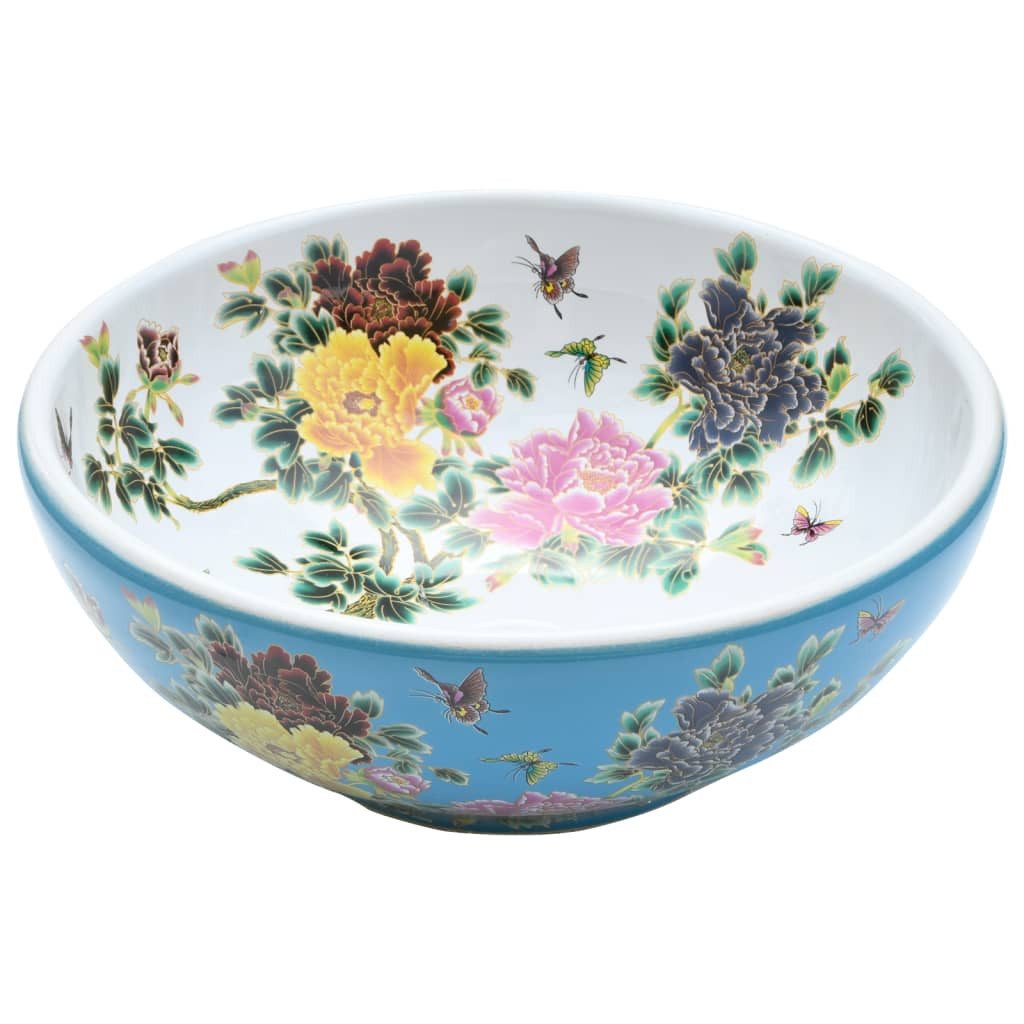 vidaXL Waschbecken Aufsatzwaschbecken Mehrfarbig Rund Ø41x14 cm Keramik