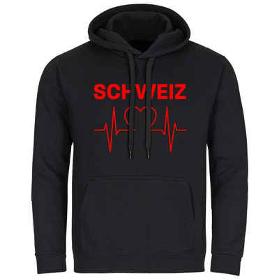 multifanshop Kapuzensweatshirt Schweiz - Herzschlag - Pullover