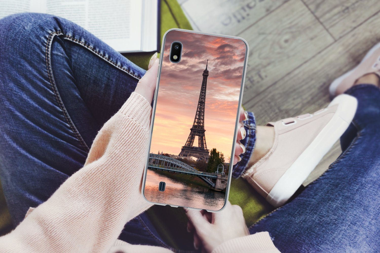 MuchoWow Handyhülle für Samsung Galaxy A10 Paris - Eiffelturm - Brücke, Smartphone-Bumper, Print, Handy Schutzhülle Dünn