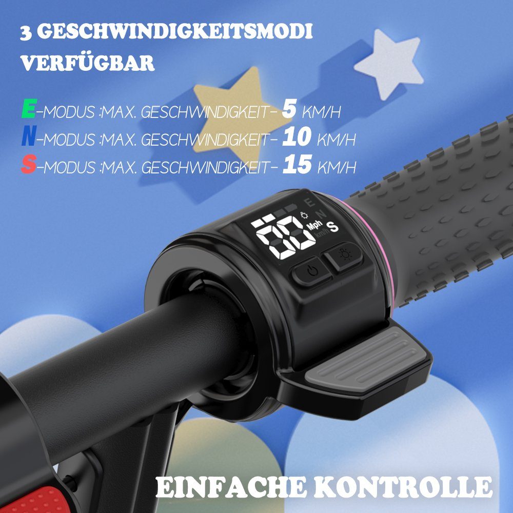 Miniscooter, 6-16 Schwarz-Pink Elektro Evercross Kinder Jahre,Max 15km/h, ab Elektroroller kickscooter,LED