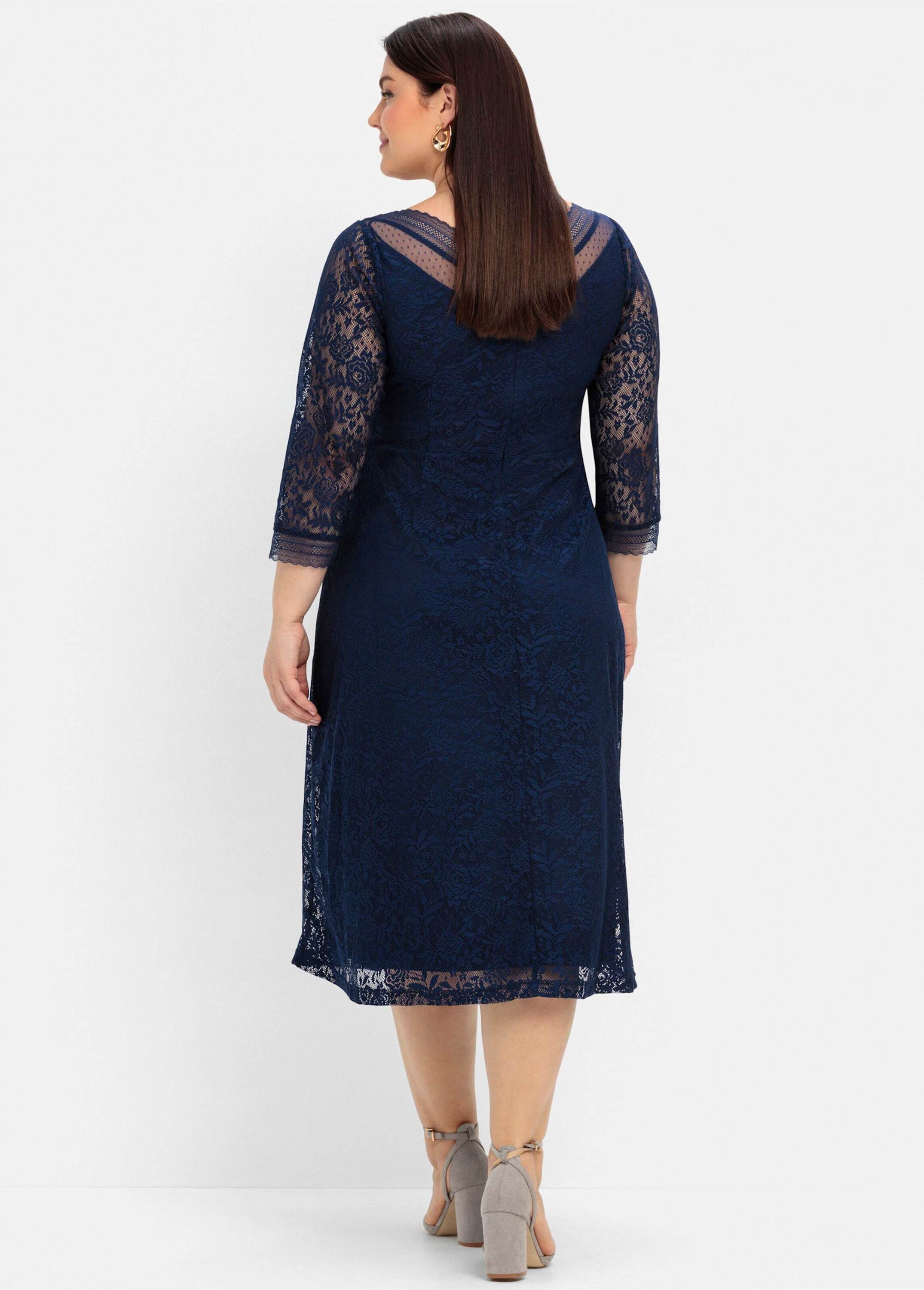 Sheego Etuikleid Abendkleid 3/4-Arm aus elastischer und bequemer Qualität
