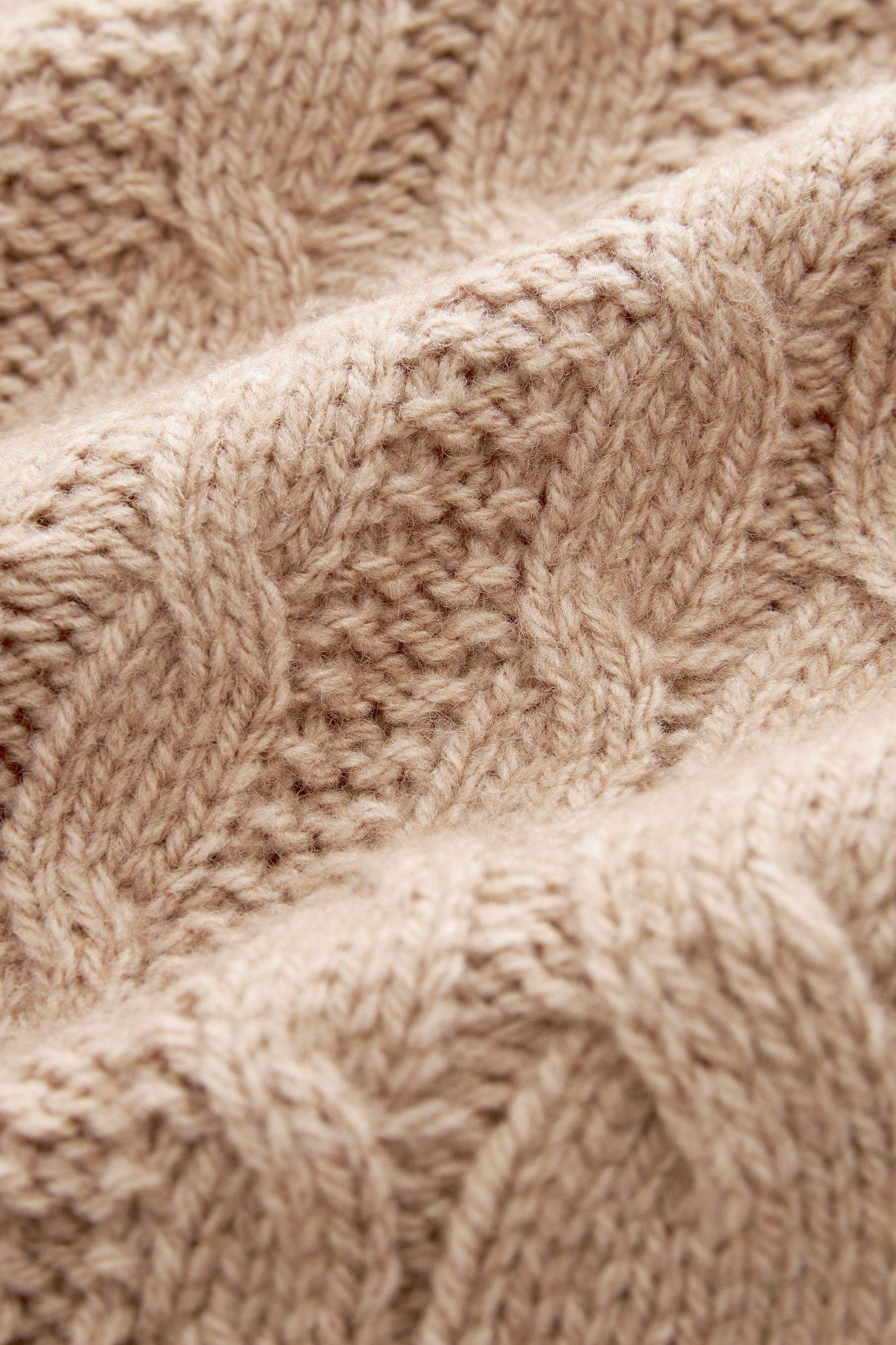 Next V-Ausschnitt-Pullover Tunika mit Zopfmuster und V-Ausschnitt (1-tlg)