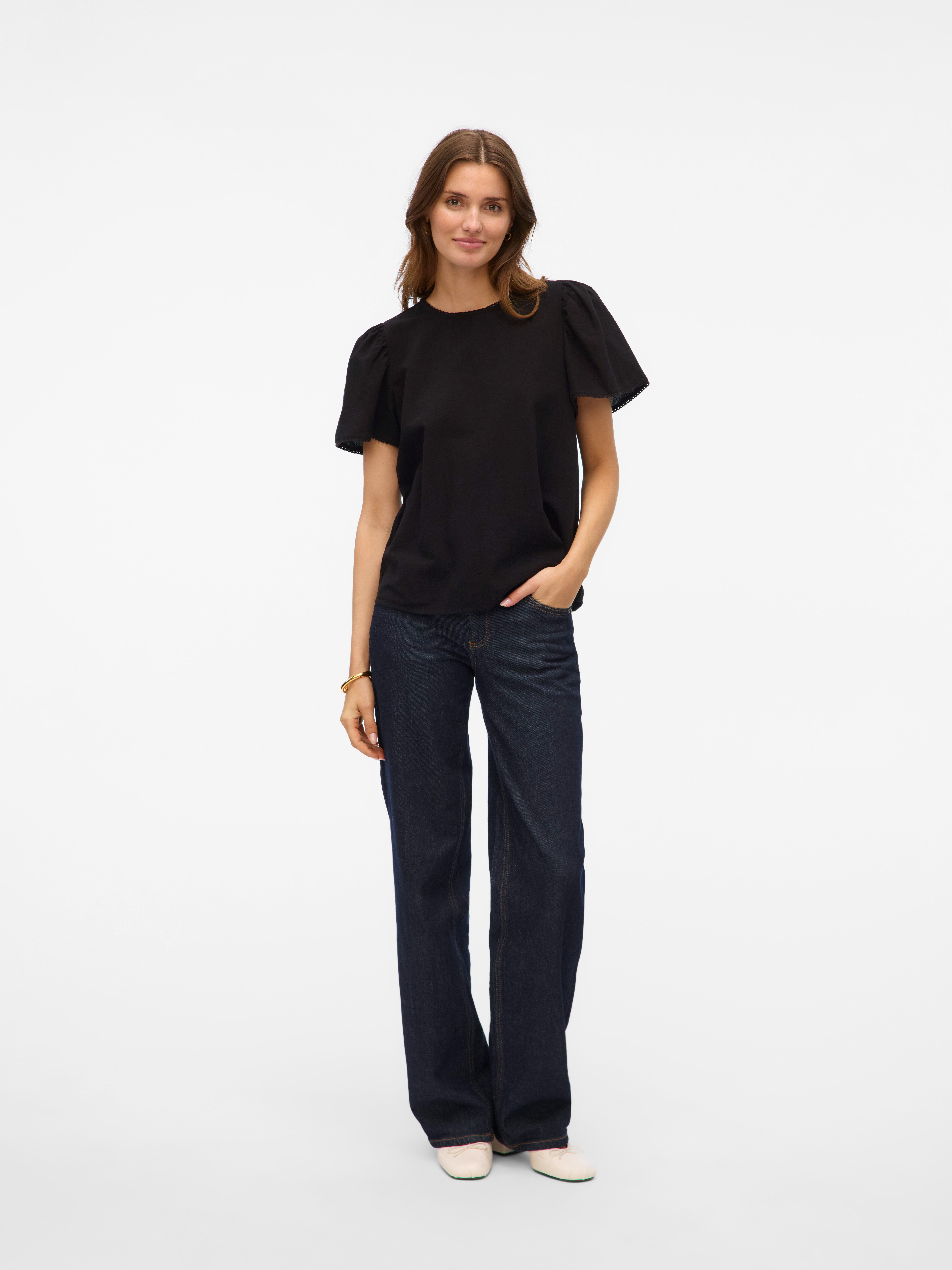 Vero Moda Kurzarmbluse VMPRETTY SS TOP WVN GA NOOS