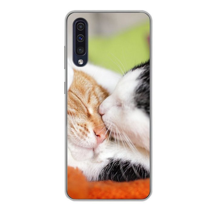 MuchoWow Handyhülle Katzen - Kuscheltier - Animal Day Handyhülle Samsung Galaxy A50 Smartphone-Bumper Print Handy