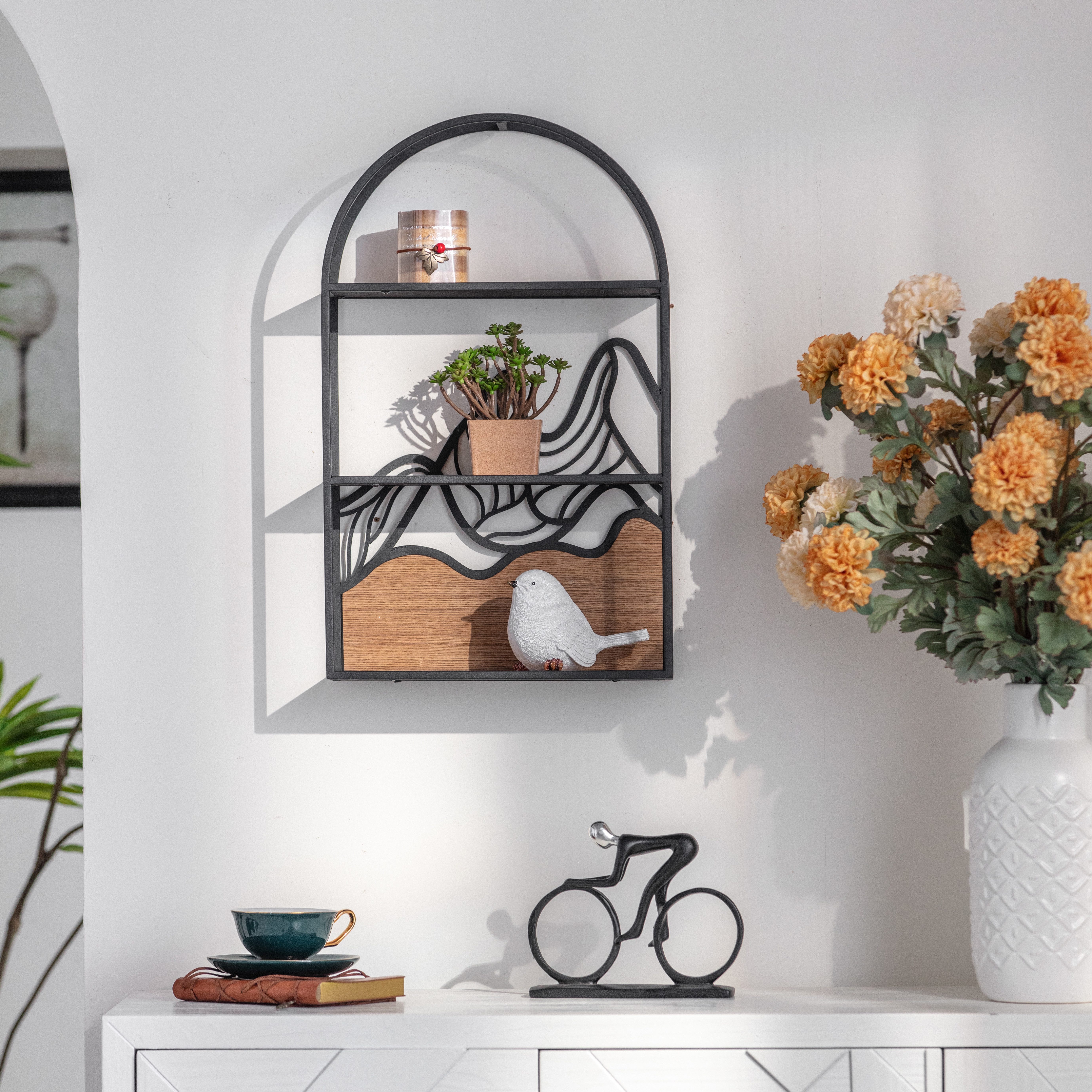 K&L Wall Art Deko-Wandregal Holz Metallregal günstig online kaufen