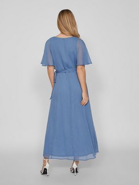 Vila Shirtkleid Elegantes Wickelkleid mit Gürtel Maxi Long Dress VIRILLA (extralang) 6910 in Blau-3