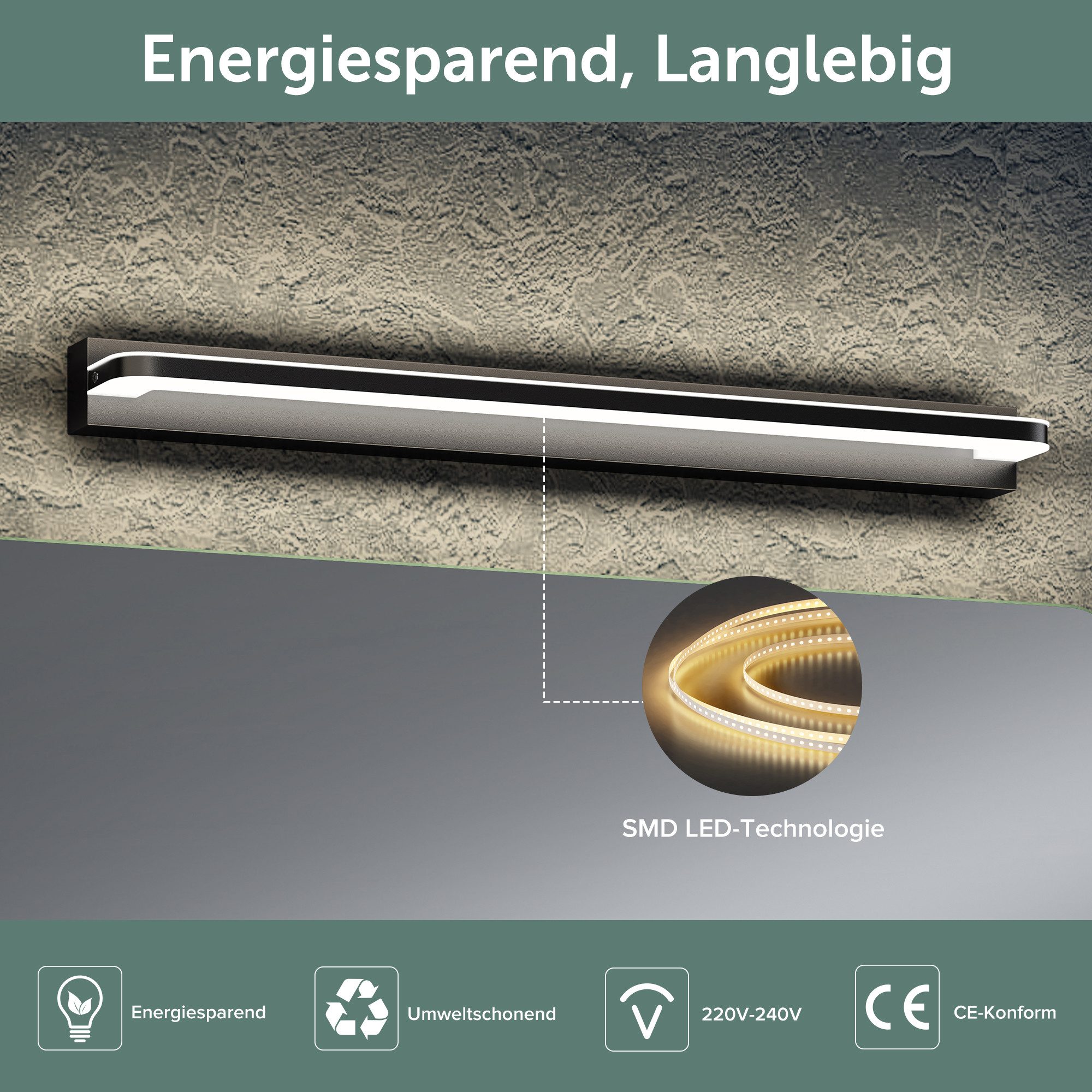 doporro LED Spiegelleuchte Wandlampe Wandleuchte Spiegellampe Badlampe Badleuchte SparkLuxe – Bild 4 von 5