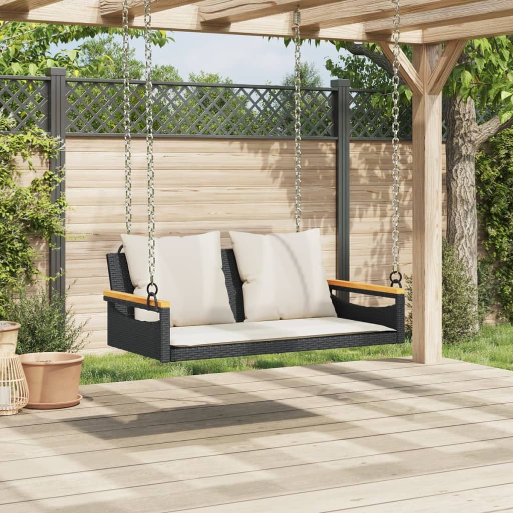 vidaXL Gartenbank Hängebank mit Kissen Schwarz günstig online kaufen