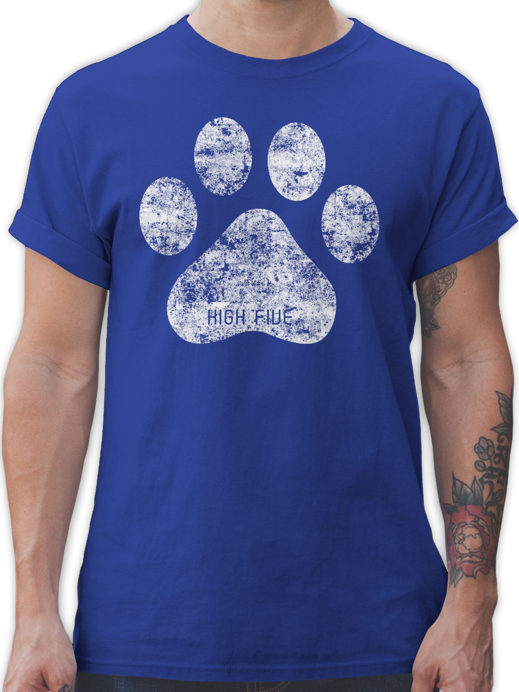 Shirtracer T-Shirt High Five Hunde Pfote Geschenk für Hundebesitzer 3 Royalblau
