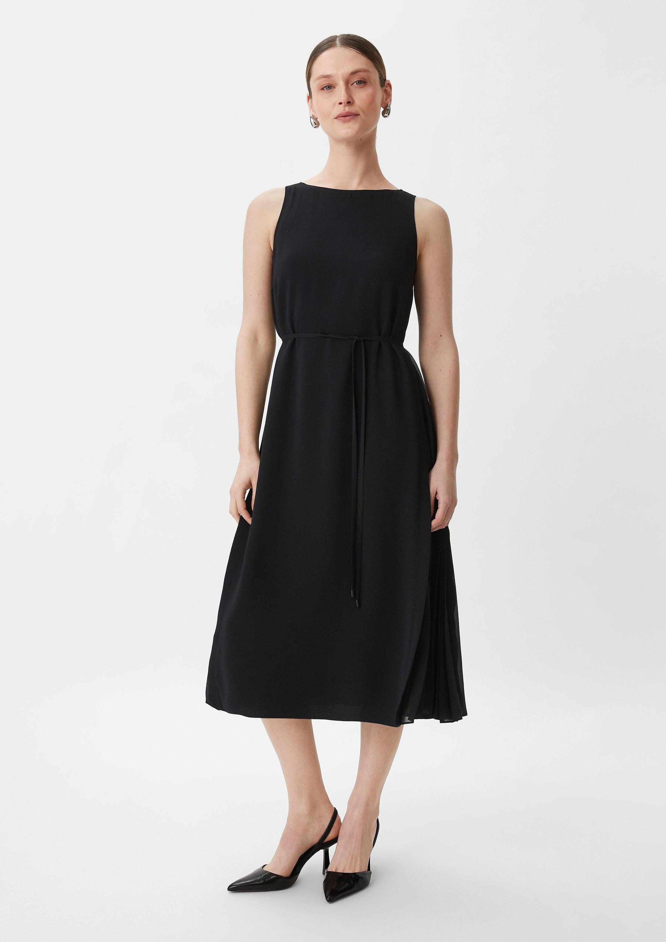 comma Midikleid Kleid Ärmelloses Midikleid aus Crêpe