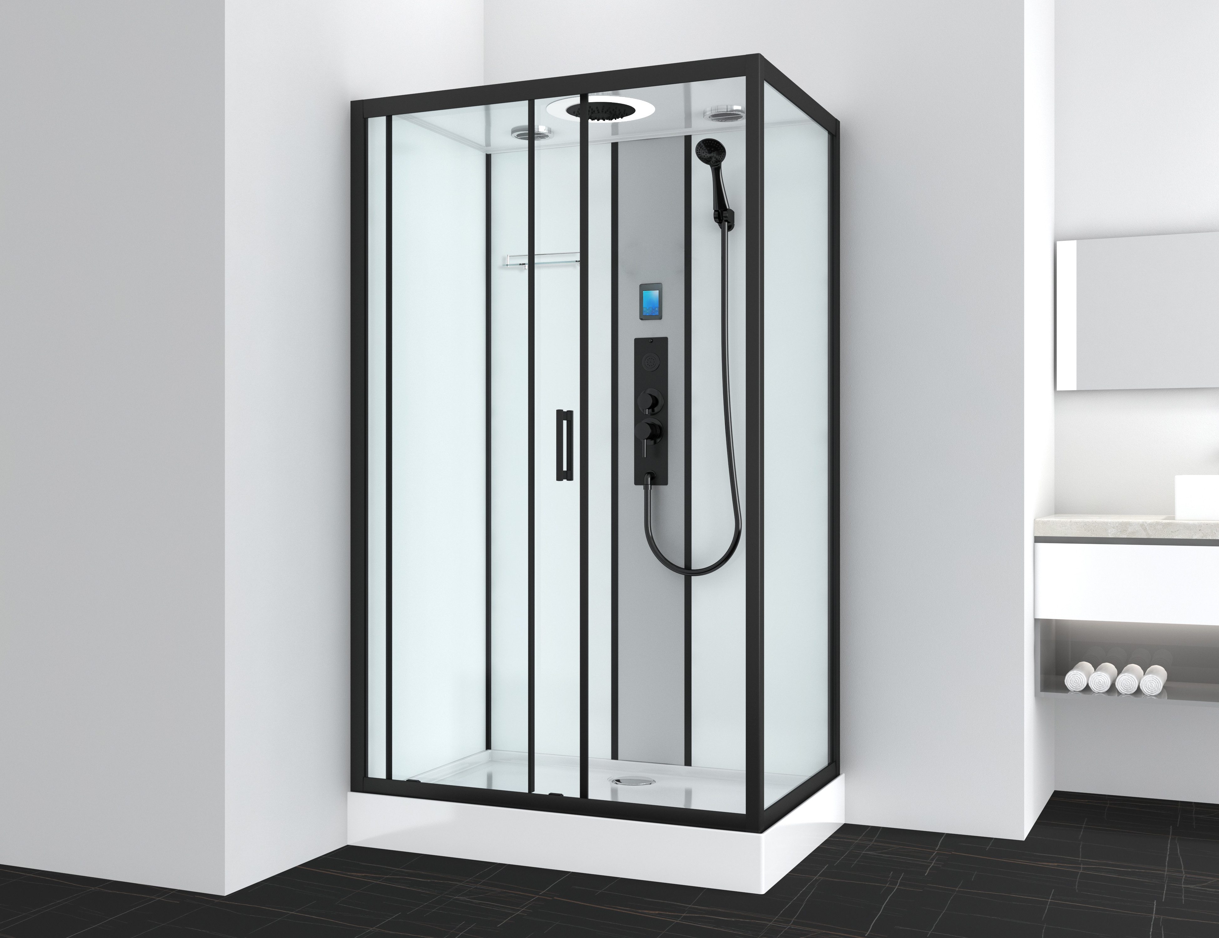 Sanotechnik complete shower unit BOSTON, WxL: 120x90 cm, single-pane safety glass