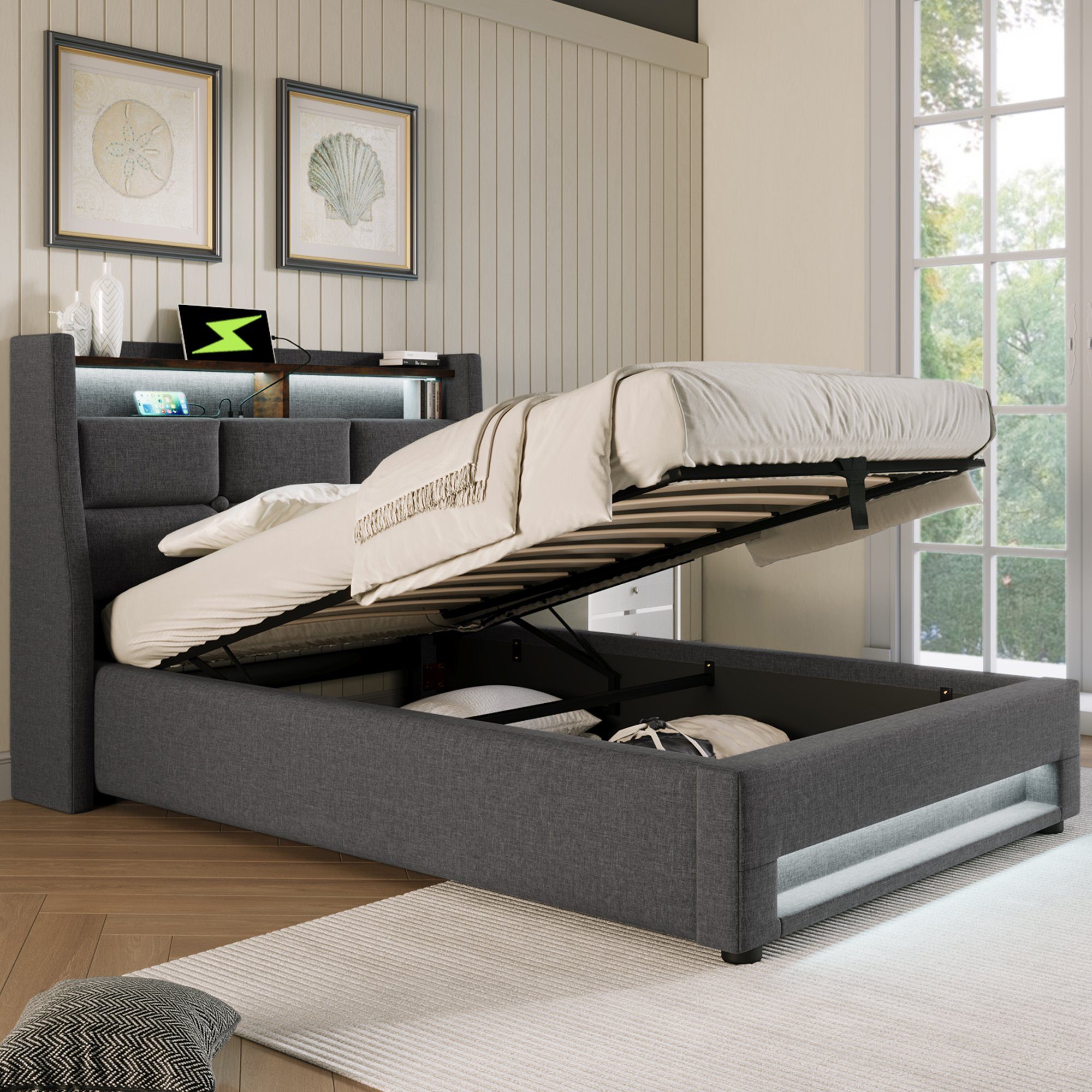 REDOM Polsterbett (Jugendbett mit USB Ladeanschluss), günstig online kaufen