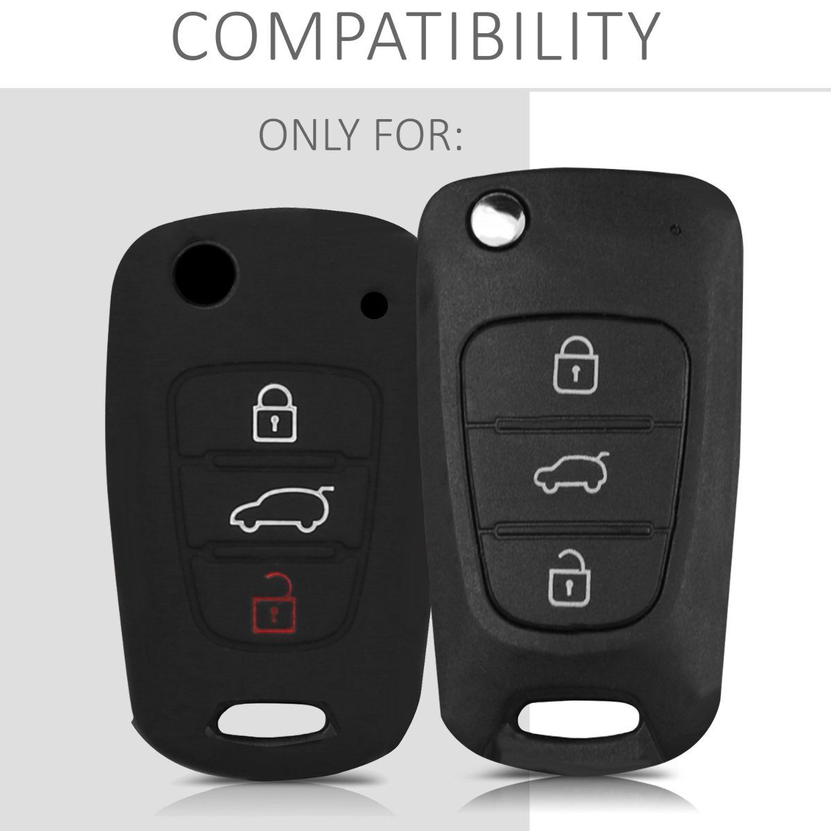 Silikon Case Hyundai 3-Tasten Klapp Autoschlüssel, Hülle Schlüsselhülle Cover Schlüssel Schlüsseltasche für Autoschlüssel kwmobile