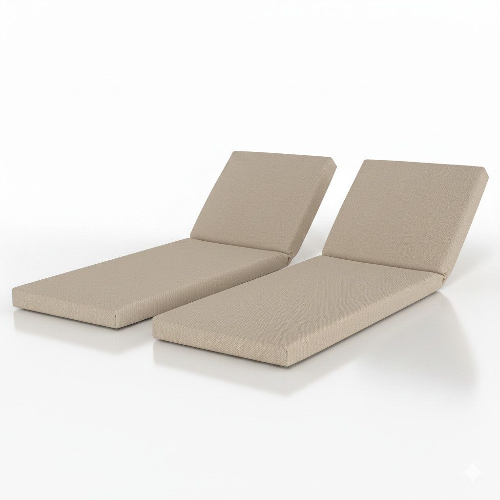 Beautissu Liegenauflage 2er Set Deckchair Auflagen Wasserdicht QD-RL, 190x60cm, Beige, Sonnenliege Auflage Outdoor Polster Wetterfest Schnell Trocknend