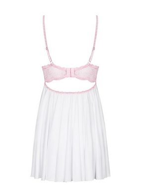 Obsessive Negligé Babydoll Girlly weiß-rosa mit String Negligee mit Spitze (2-tlg)