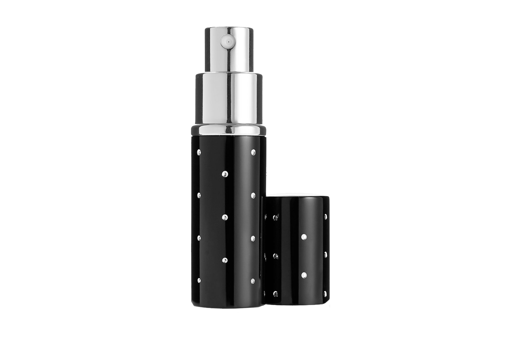 Fantasia Beauty Parfümzerstäuber Taschenzerstäuber, Aluminium, schwarz, für 10 ml (1 St), Aluminium, Glaseinsatz, für 10 ml