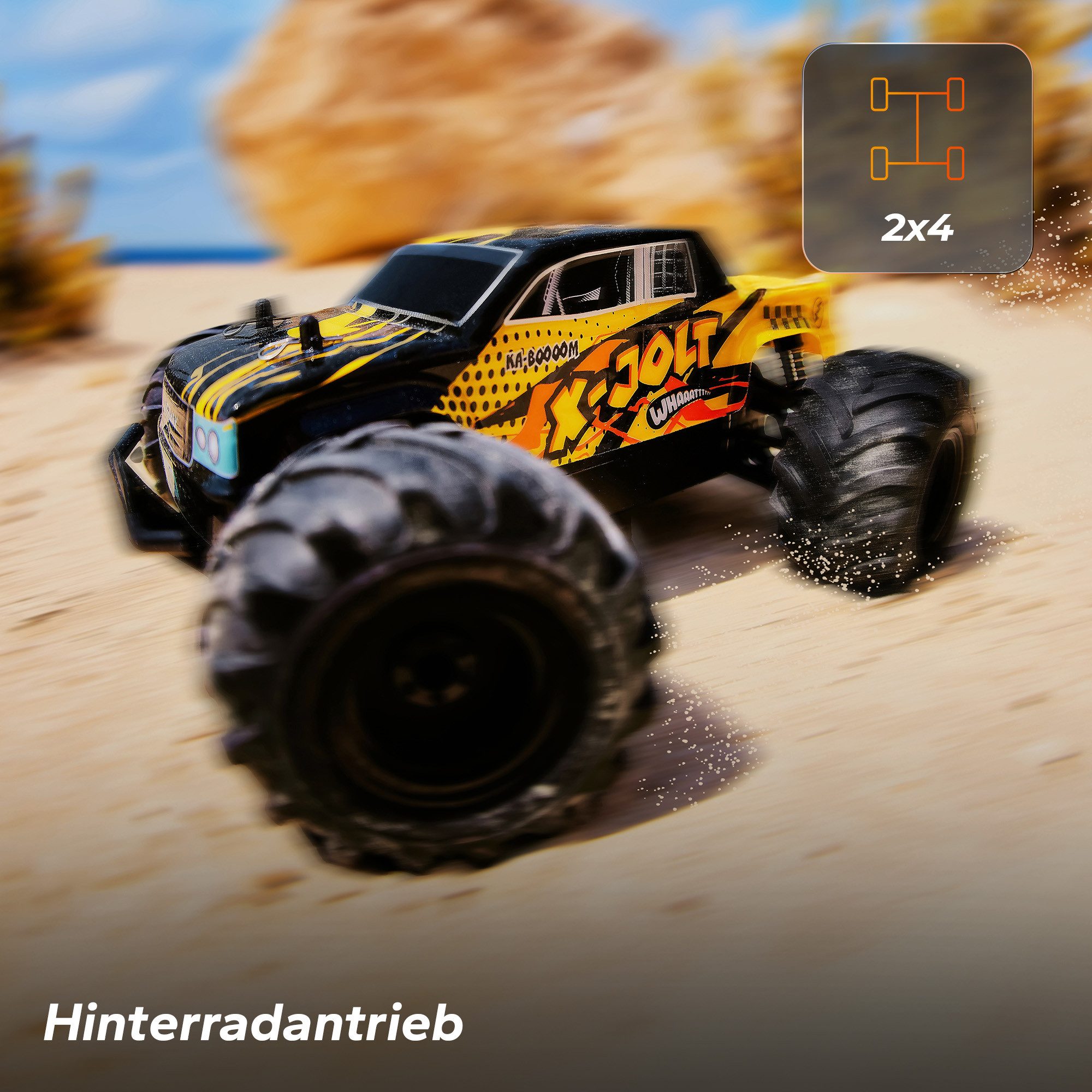 Overmax RC-Auto X-JOLT (Set, Komplettset mit zwei Batterien), 20 km/h/2x Akkus/Hinterradantrieb/Federaufhängung/6 cm‑Räder