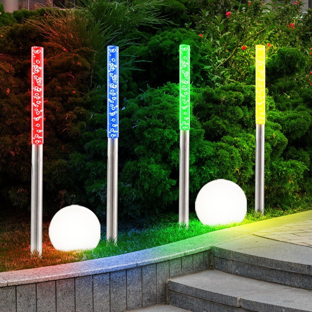 Außen 10x LED Steck Lampe Erdspieß Edelstahl Leuchte RGB Farbwechsler Garten Weg 