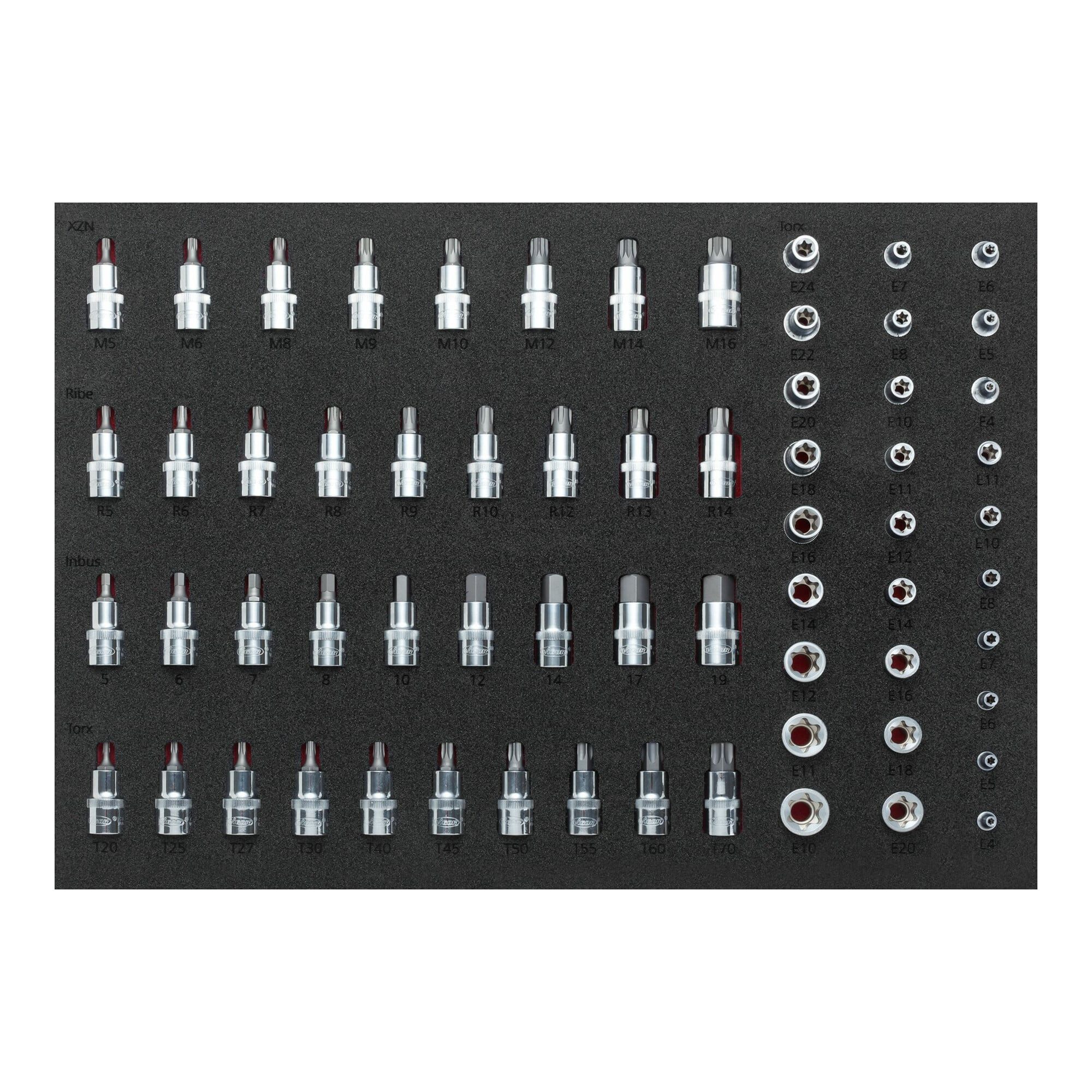 VIGOR Steckschlüssel VIGOR Weichschaum-Einlage 1/1 für E-TX, TX, XZN, Innen_Sechskant und R