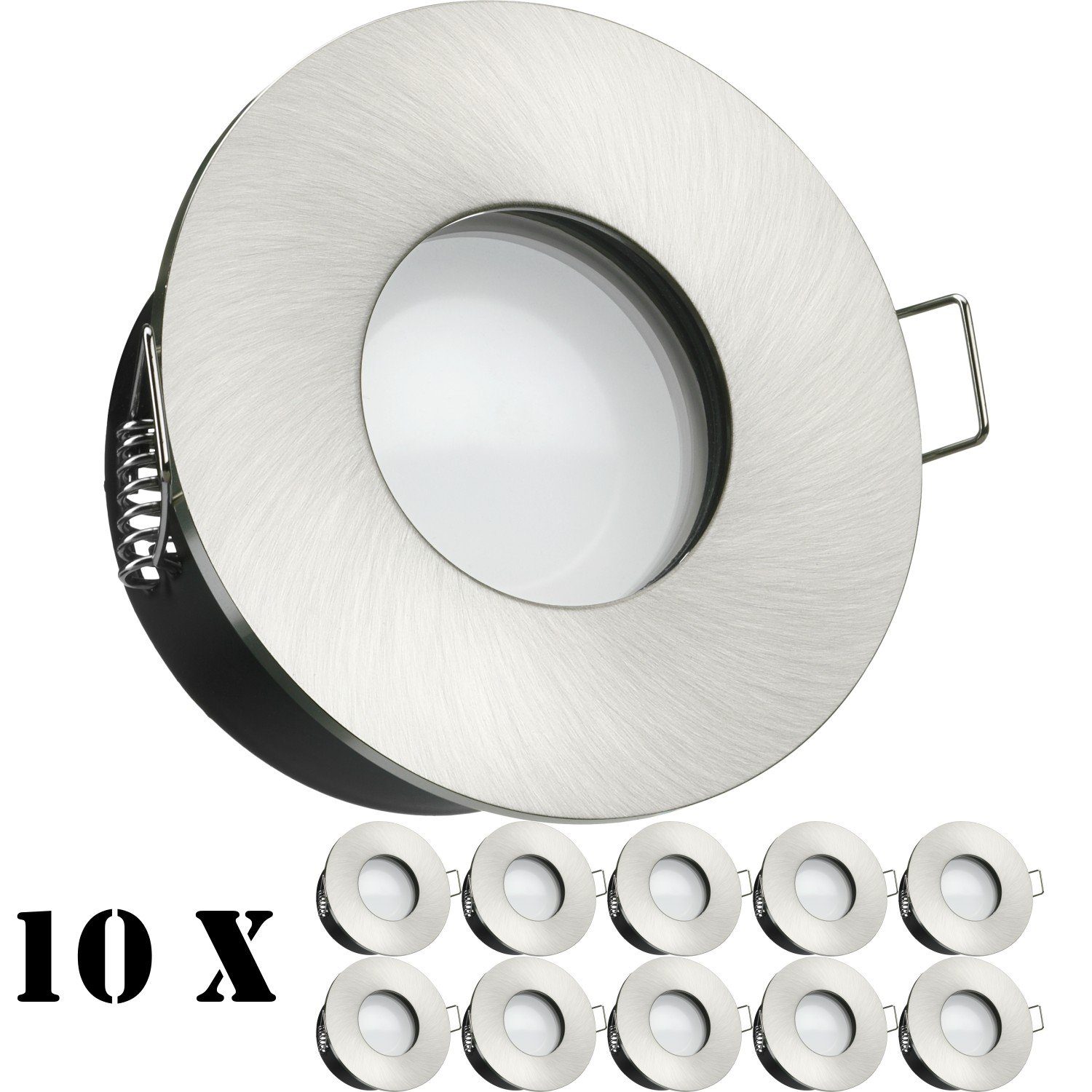 flach Set 10er IP65 LED Einbaustrahler silber LED LEDANDO / Einbaustrahler geb in extra edelstahl