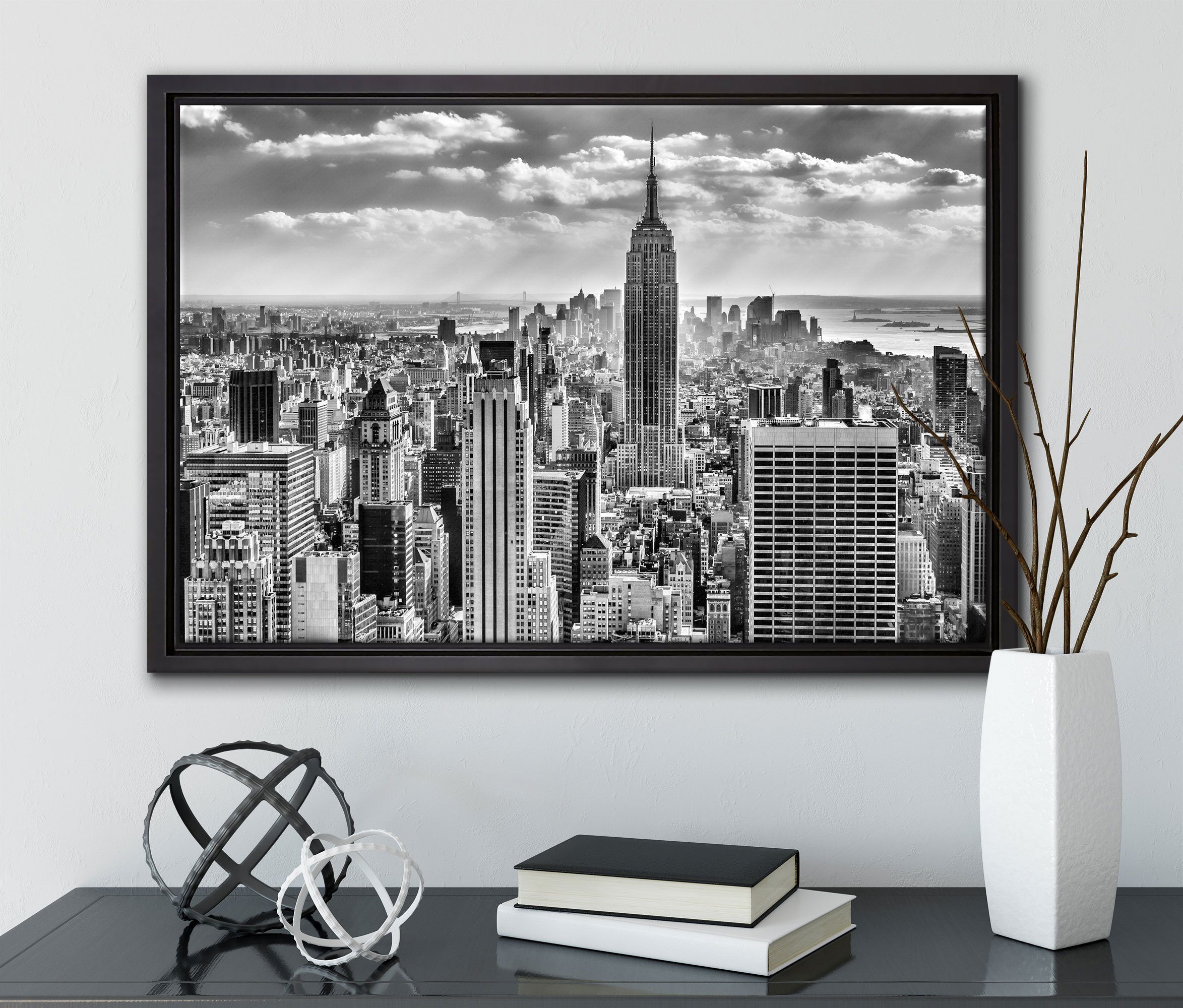 Pixxprint Leinwandbild in bespannt, (1 fertig Zackenaufhänger St), inkl. Wanddekoration gefasst, einem Leinwandbild York, Schattenfugen-Bilderrahmen Manhattan, New