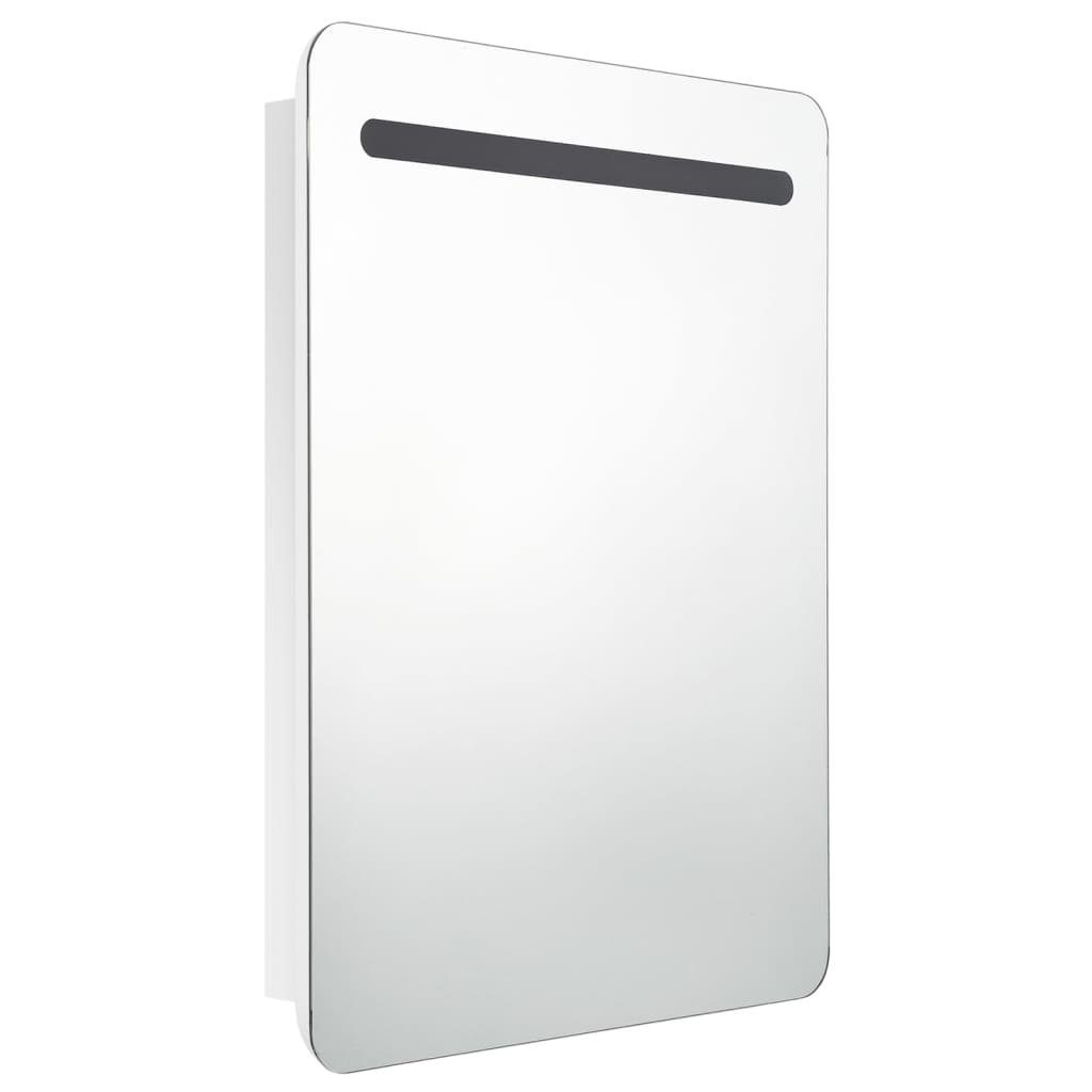LED-Spiegelschrank cm vidaXL (1-St) 60x11x80 fürs Glänzend Weiß Hochglanz-Weiß Badezimmerspiegelschrank Bad