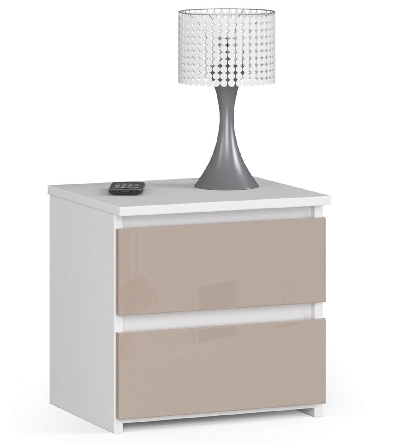 Home Collective Kommode 40 cm breit Holz Highboard Sideboard für Flur Schlafzimmer Wohnzimmer (Mehrzweckschrank Schrank schmal Kommode Schlafzimmer mit Schubladen), Kinderzimmer Organizer, 40 cm hoch, 2 Schubladen Cappuccino Hochglanz