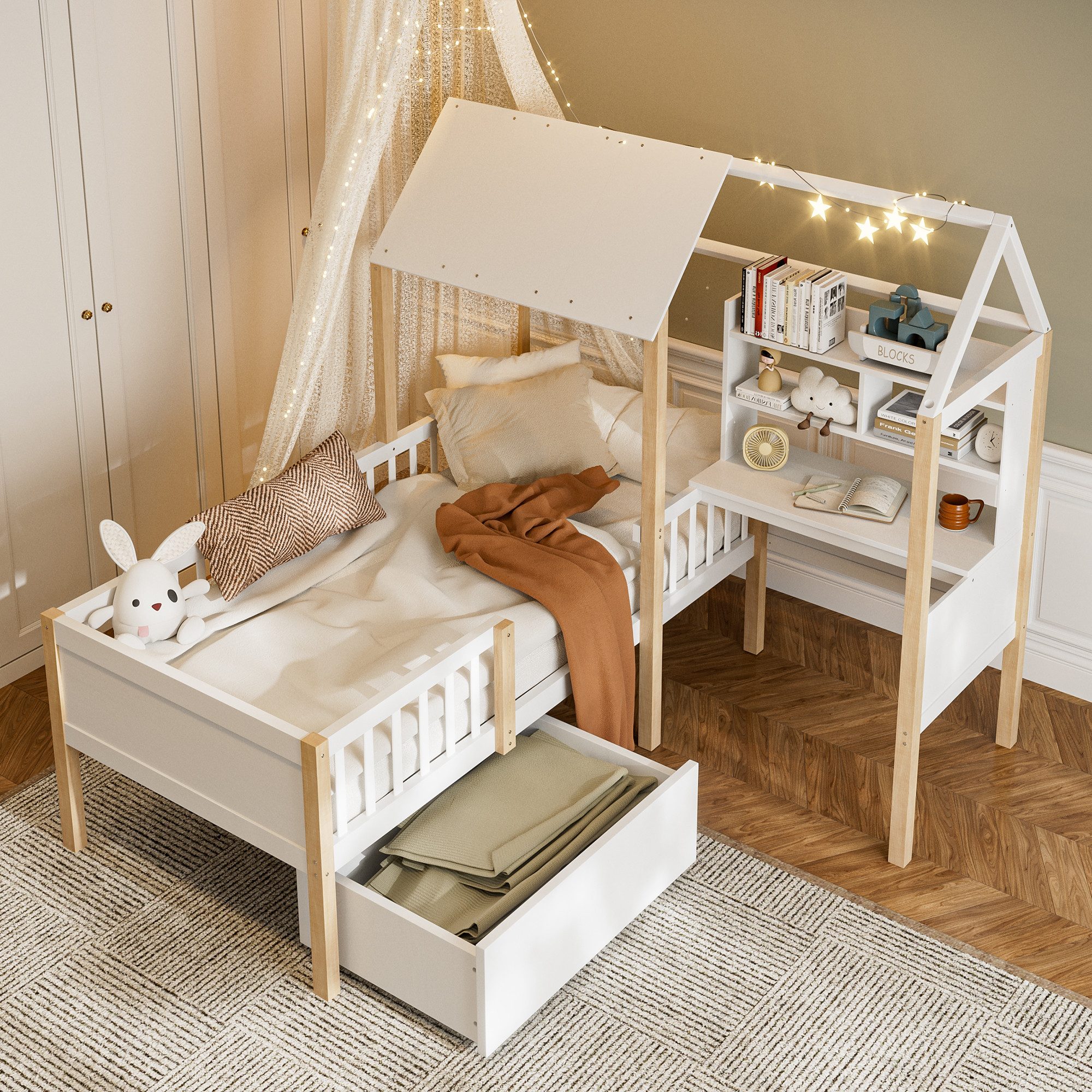 STILVORA Kinderbett Holzbett 90x200 mit Stauraum günstig online kaufen