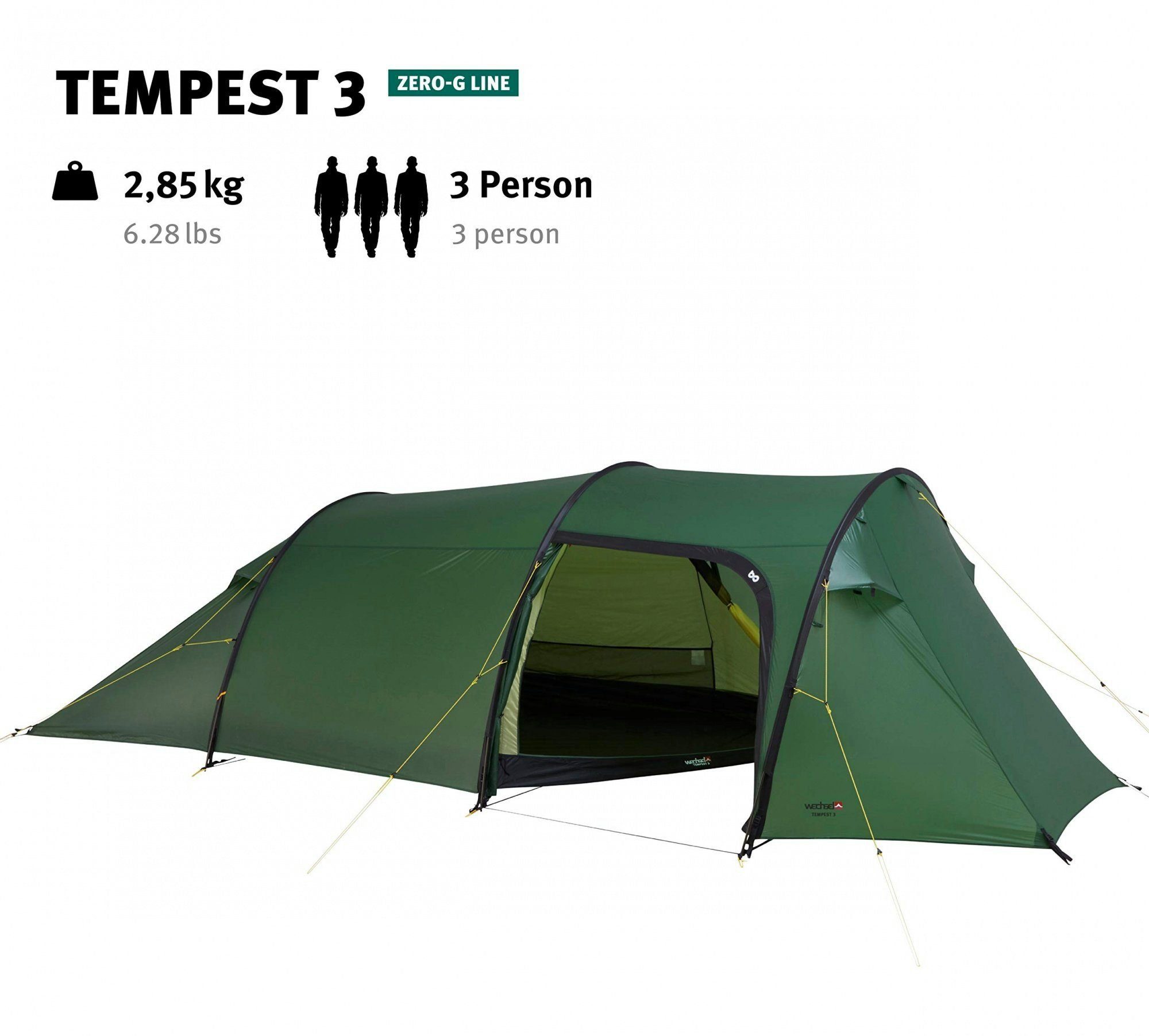 Zero-G 3-Personen, Tunnelzelt Wechsel 3 - Personen: Tents Großer (3-Jahreszeiten), 3 Tempest Innenraum