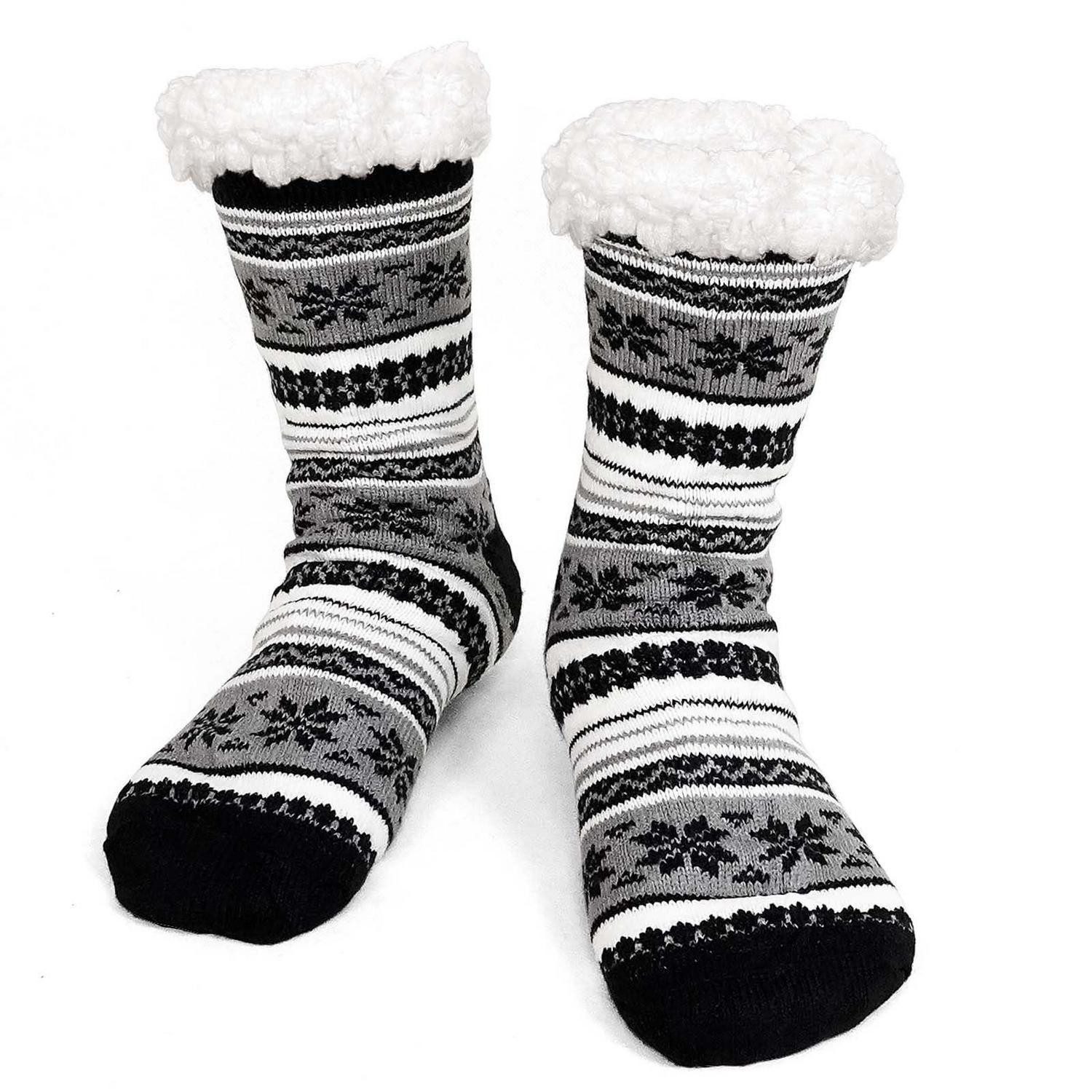 LuxusKollektion Kuschelsocken Haussocken Herren Thermo ABS-Noppen 39-46 Schwarz