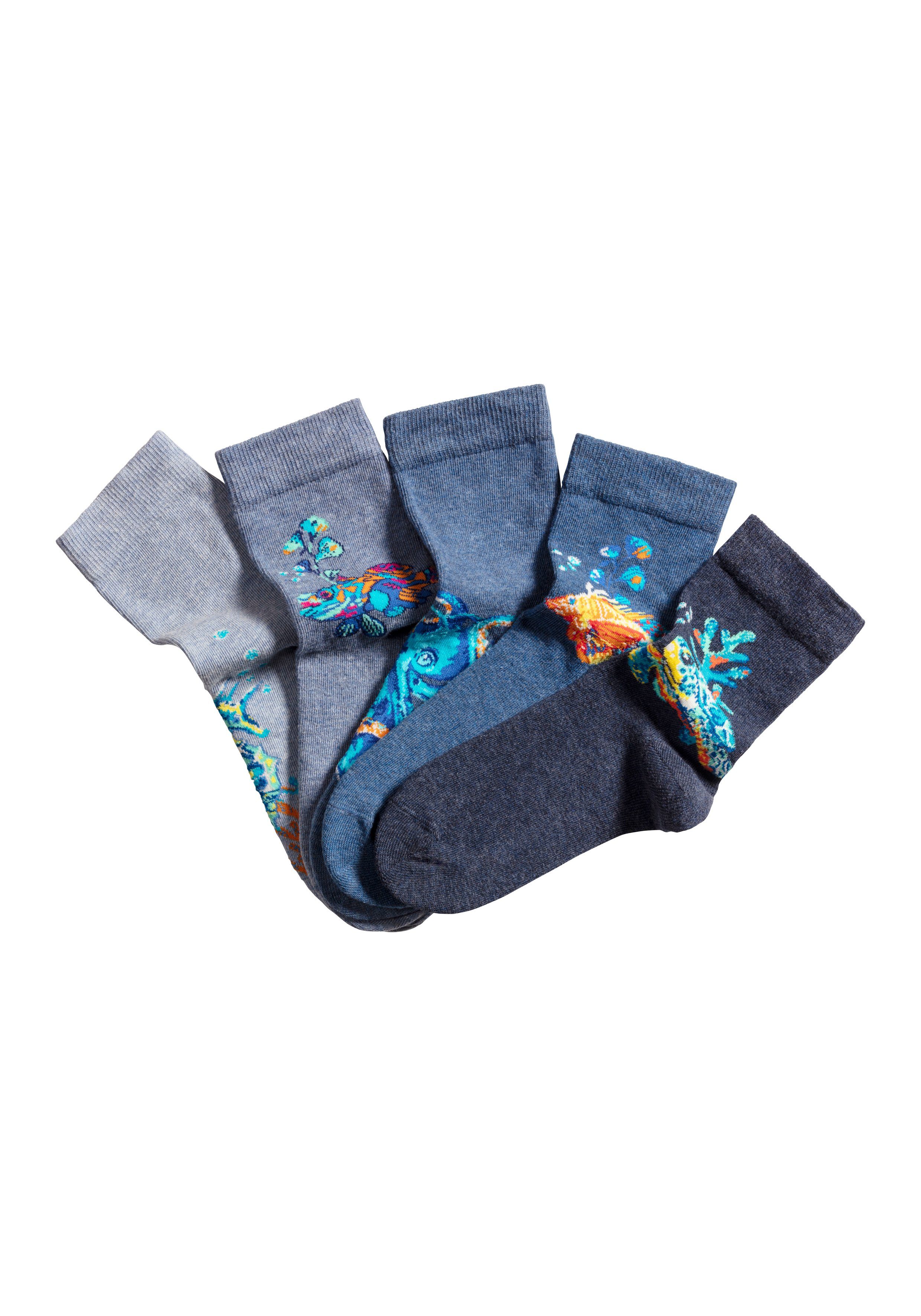 (Packung, mit Meerestieren H.I.S Basicsocken 5-Paar) farbigen