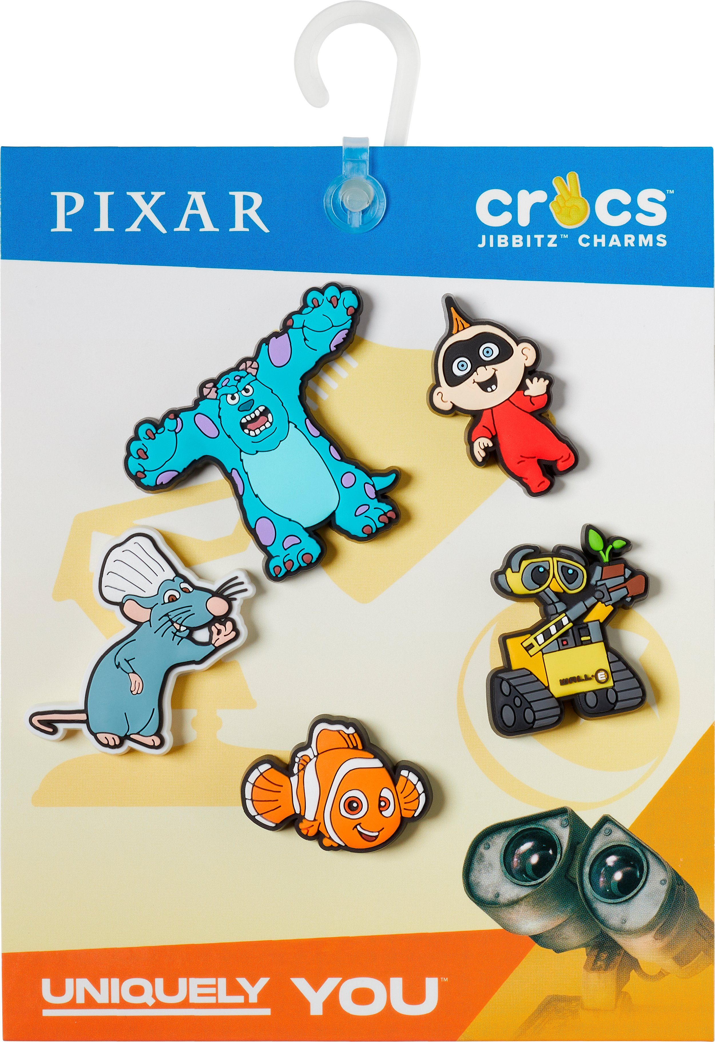 Crocs Schuhanstecker Jibbitz™ Pixar Motiven, und geeignet), verschiedenen Motiven Kinder Jahren für 3 Kein 5-tlg., mit (Set, in Farben Set Spielzeug. Nicht Süßes verschiedenen unter