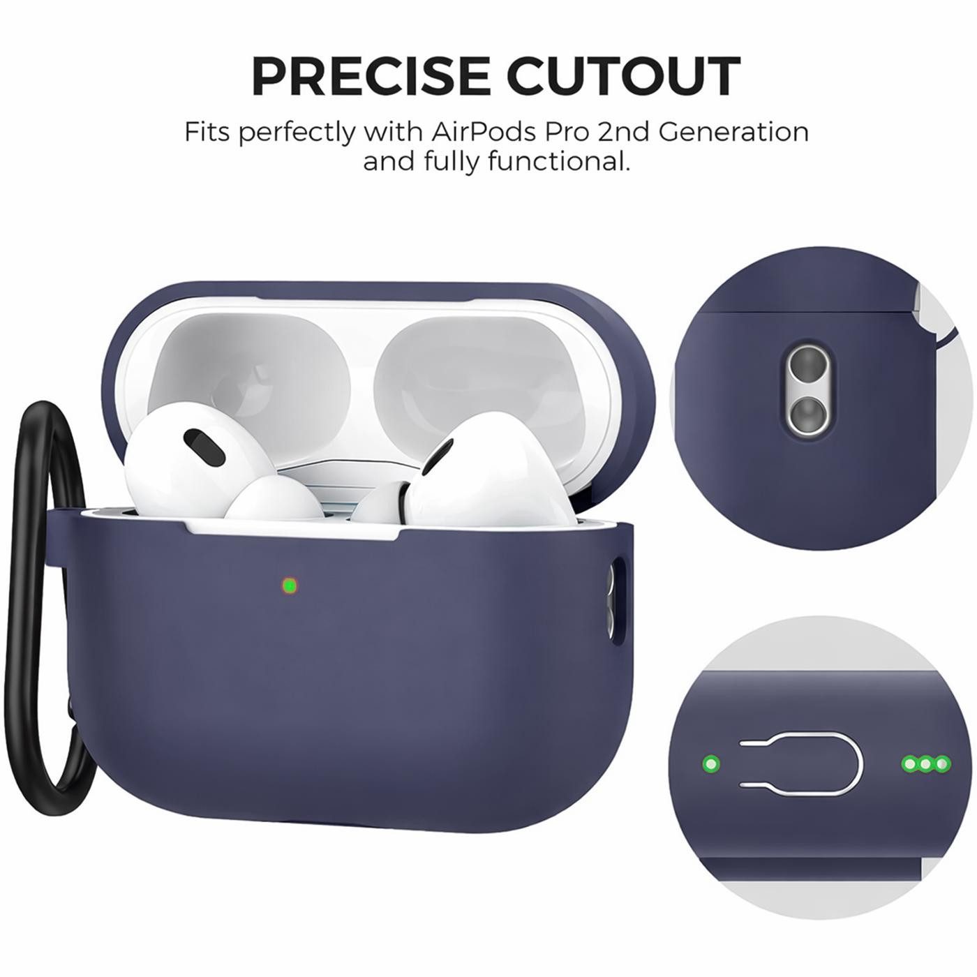 CoolGadget Kopfhörer-Schutzhülle Basic Silikon Hülle für AirPods Pro 3 Schutzhülle mit Karabiner, Soft Touch Case, stoßfest, rutschfest, 360° Schutz, kabellos ladbar