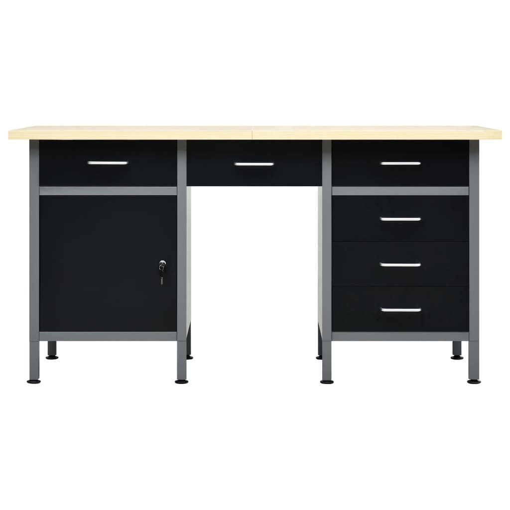 vidaXL Werkbank Arbeitstisch Schwarz 160 x 60 x 85 cm Stahl