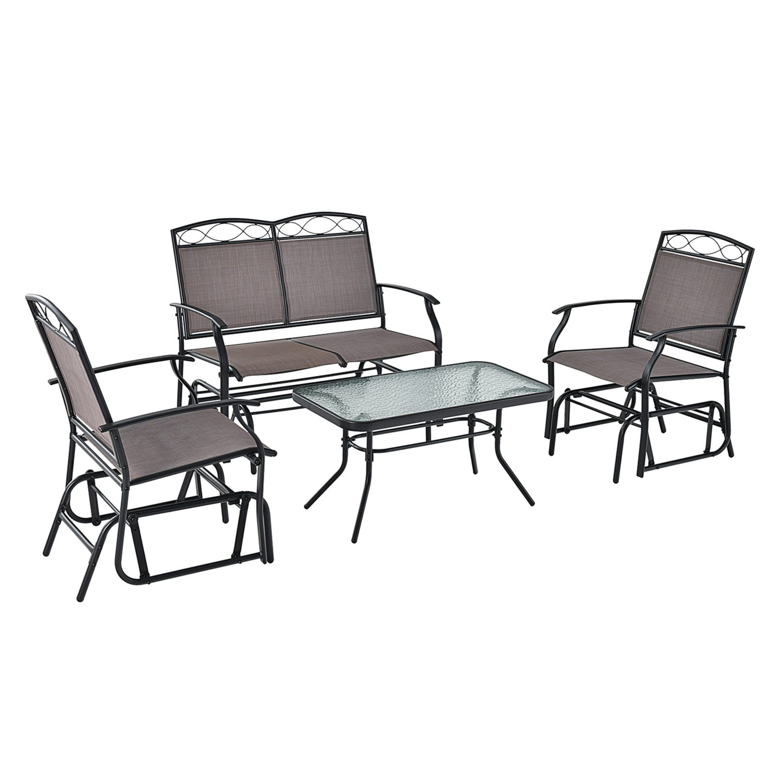 COSTWAY Sitzgruppe, (2-tlg), mit 2-Sitzer Schaukelbank & Couchtisch