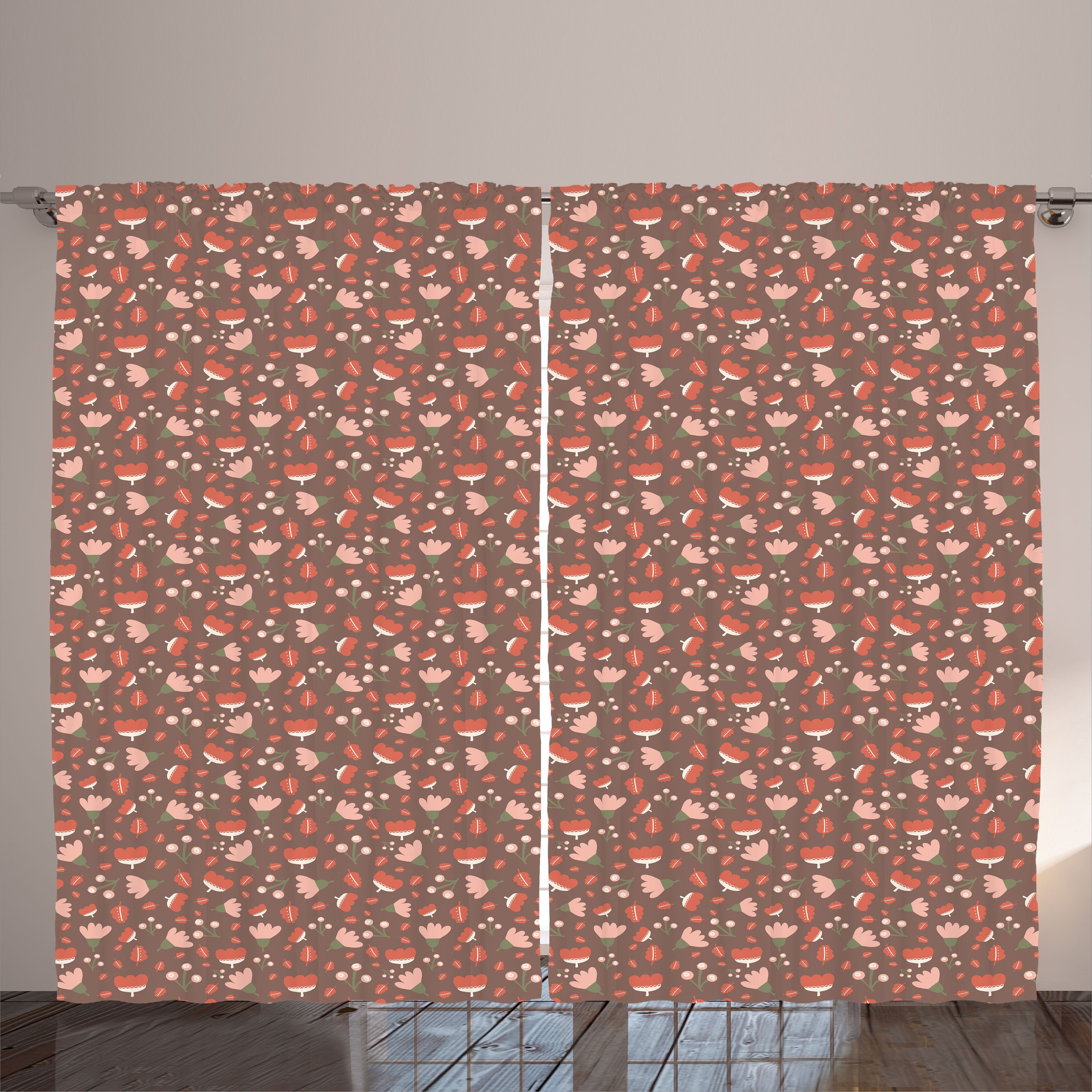Gardine Schlafzimmer Kräuselband Vorhang mit Schlaufen und Haken, Abakuhaus, Botanisch Berry Leaves Kräuter Floral