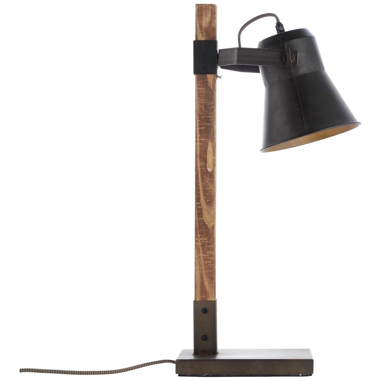 Brilliant Tischleuchte E27, 10W, Decca stahl, Decca, 1x na Lampe, Tischleuchte schwarz aus Holz A60