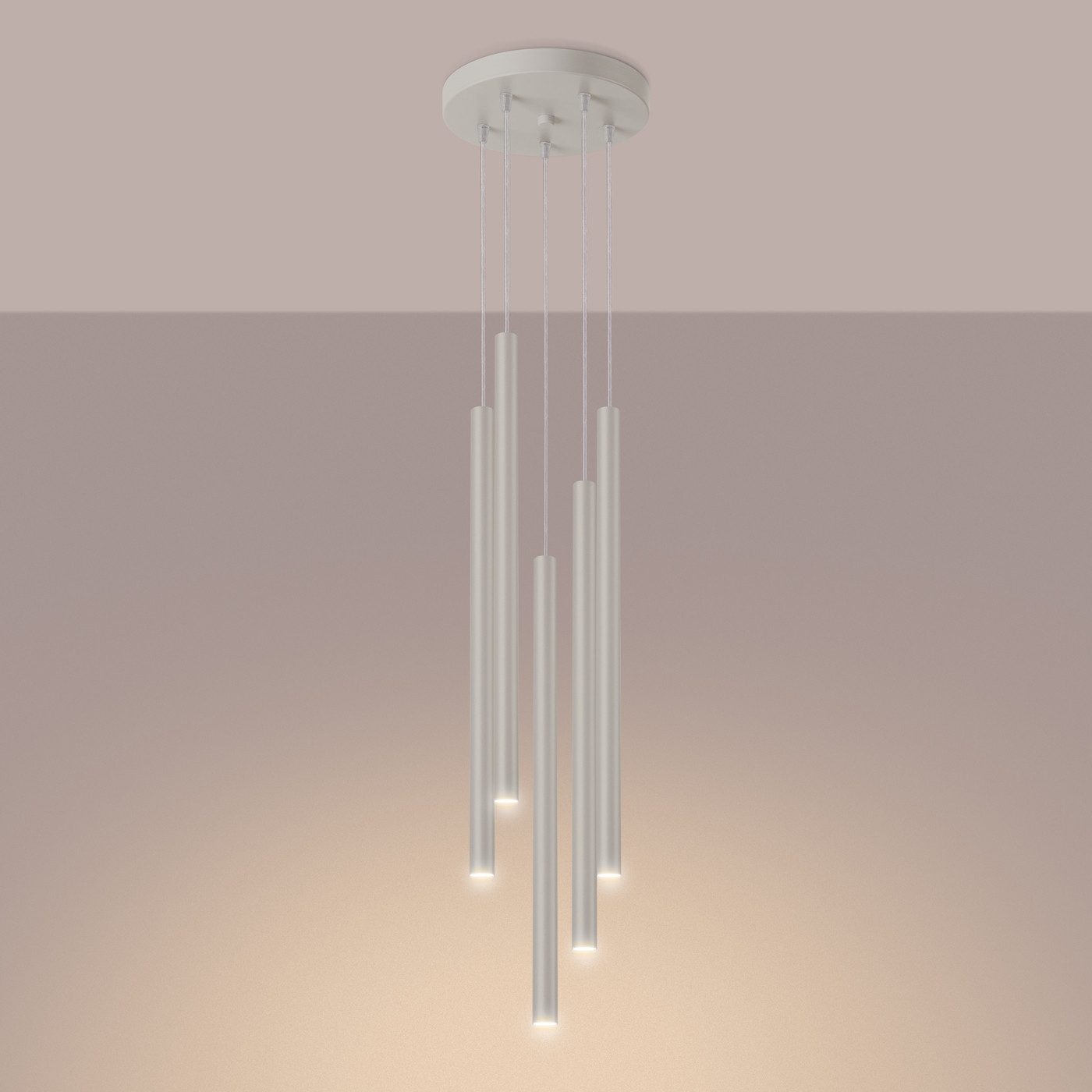 SOLLUX lighting Hängeleuchte Pendelleuchte Pastelo 5P Beige, Nicht enthalten