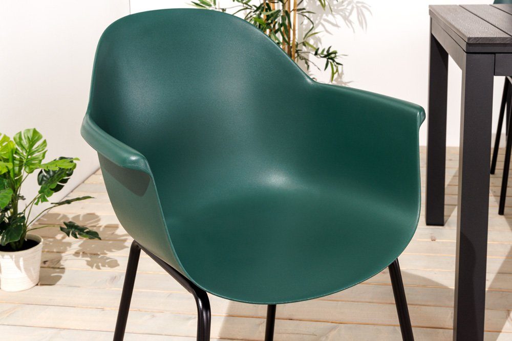 riess-ambiente Armlehnstuhl UPCYCLING ME grün / schwarz (Einzelartikel, 1 St), Outdoor · Ocean Plast · Metall · mit Armlehne · Esszimmer · Modern