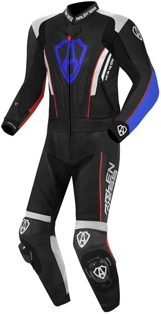 Arlen Ness Motorradkombi Losail 2-Teiler Lederkombi Black/White/Red/Blue