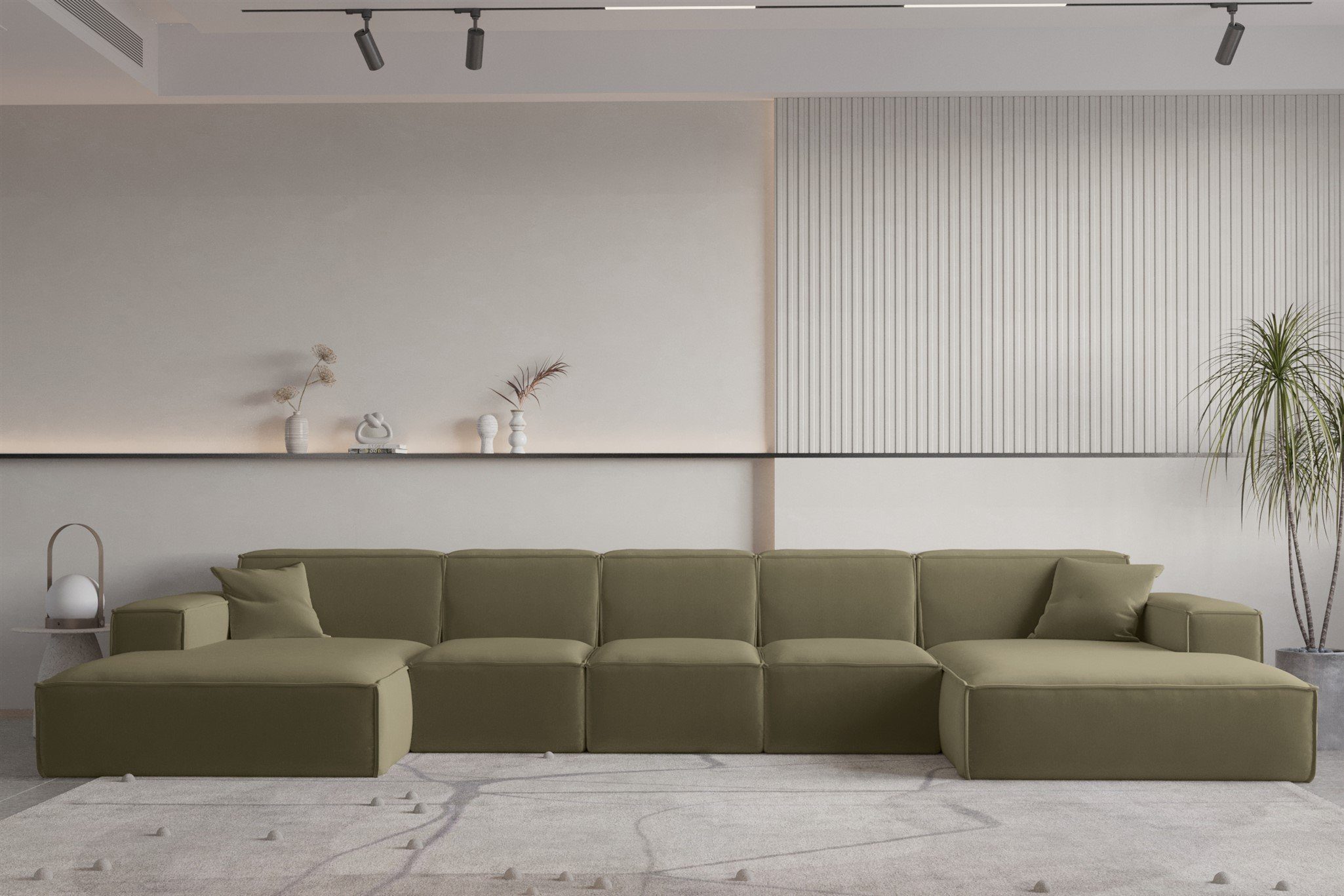 Fun Möbel Wohnlandschaft U-Form CELES PREMIUM XL, Breite 462 cm, inkl. 2 Zierkissen