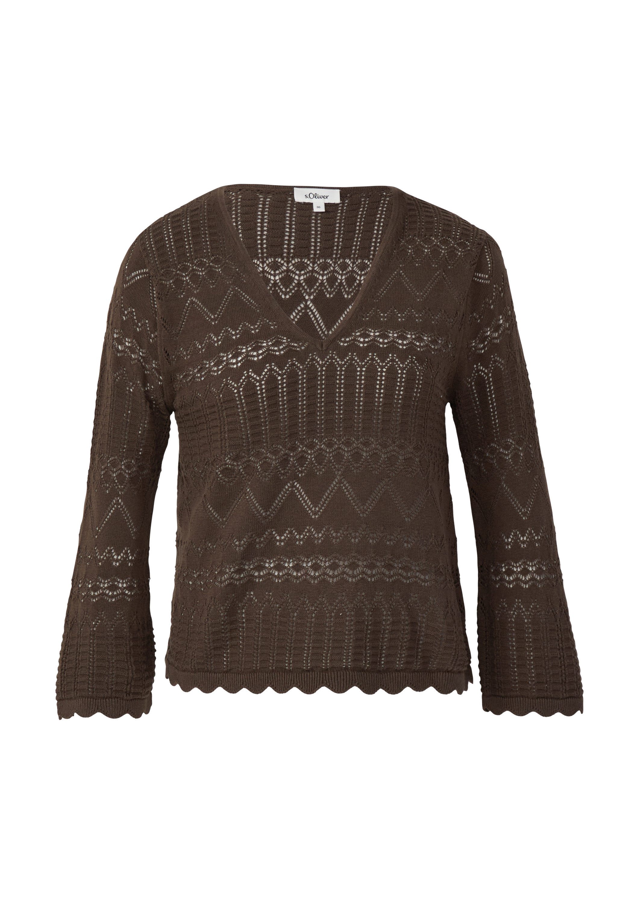 s.Oliver 3/4 Arm-Pullover Strickpullover Ajour-Strickpullover mit günstig online kaufen