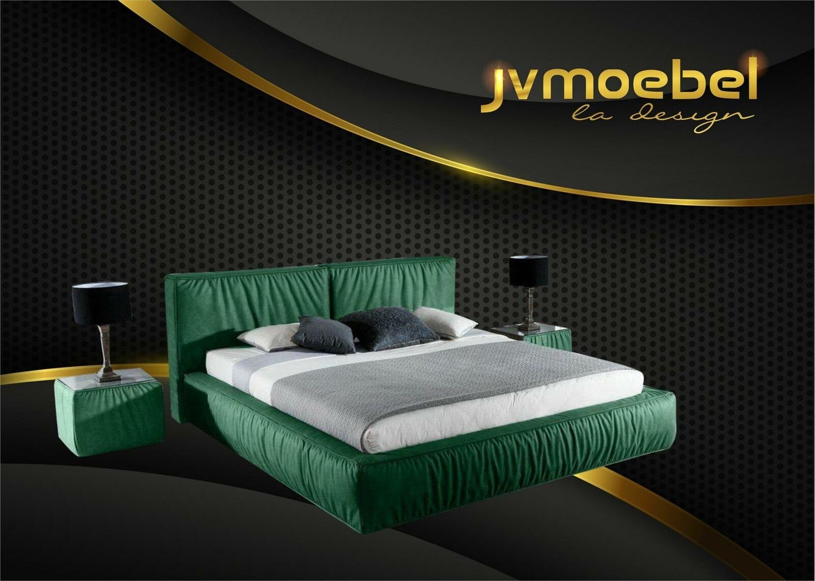 JVmoebel Bett, Luxus Designer Bett fürs Schlafzimmer Samt bezogen Möbel Betten Grün