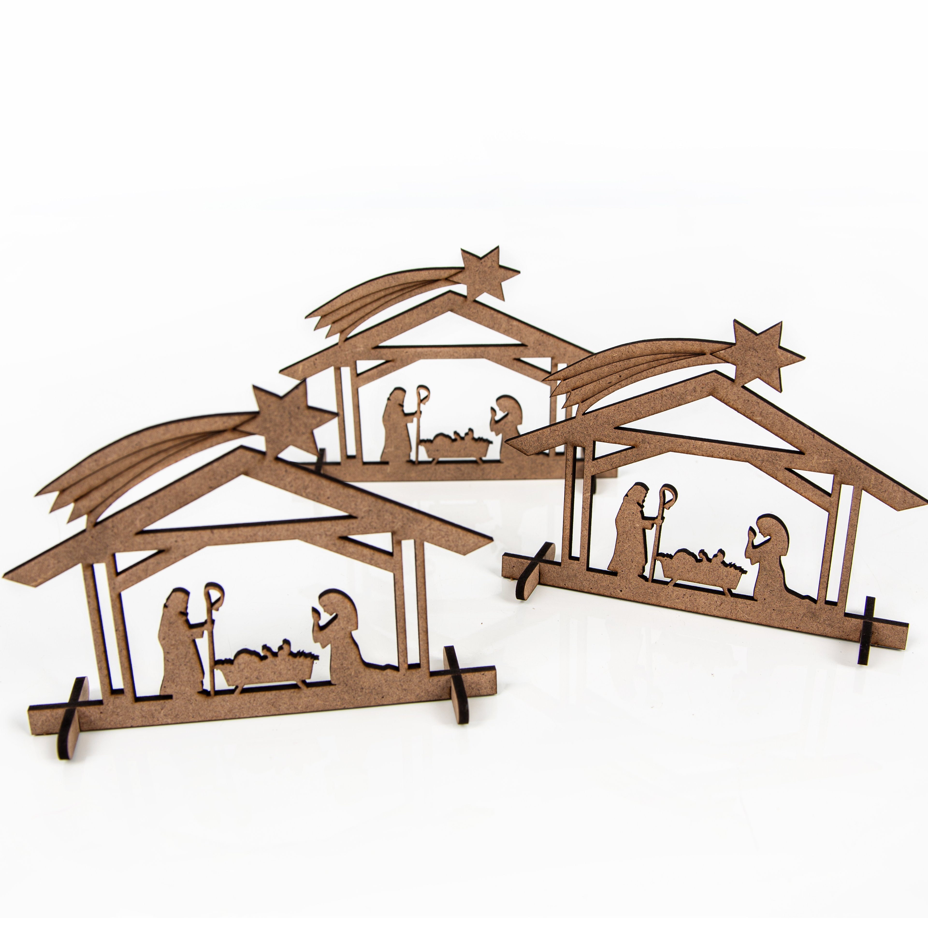 Logbuch-Verlag Weihnachtsfigur 9 Krippen Miniaturen aus Holz - Tischkrippe (Spar-Set, 9 St), zum Verschenken und Zusammenbauen auf Weihnachtsmärkten