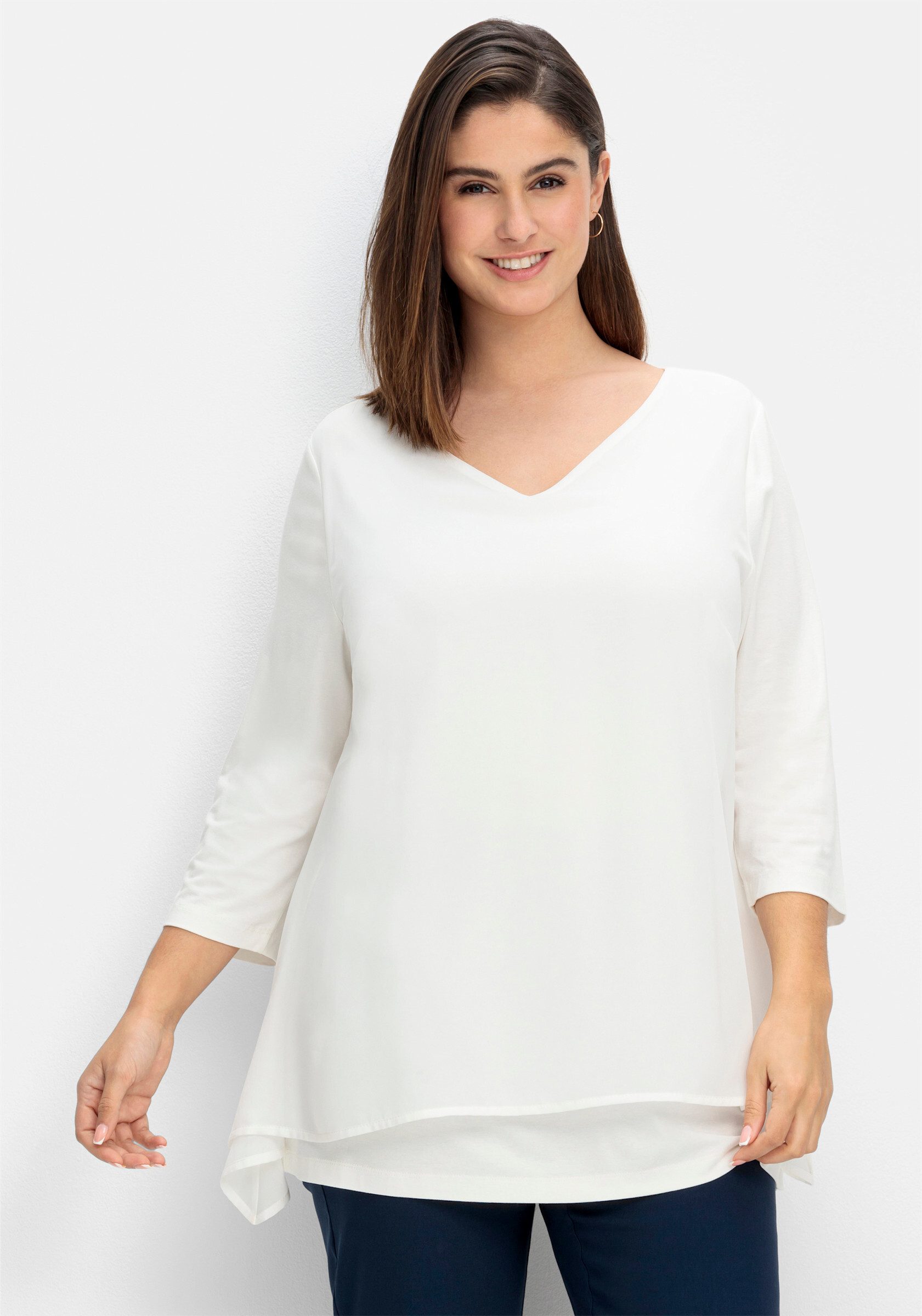 Sheego T-Shirt Blusenshirt . mit Chiffon-Oberteil günstig online kaufen