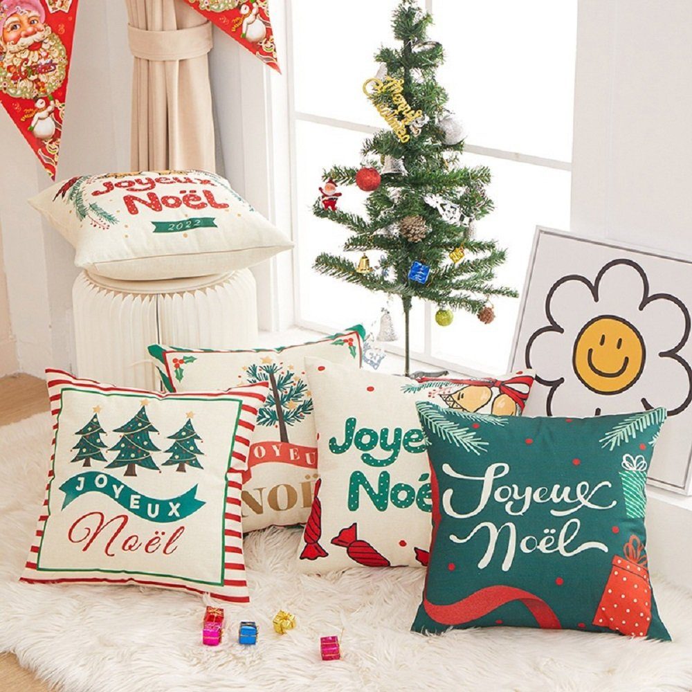 MC Weihnachten Star dekorativ gedrucktes Kissenhülle Kissenbezug, (4 linen Muster Quadrat Stück),