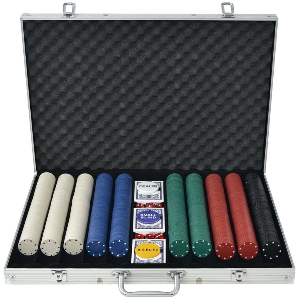 vidaXL Spiel Poker Set mit 1.000 Chips Aluminium