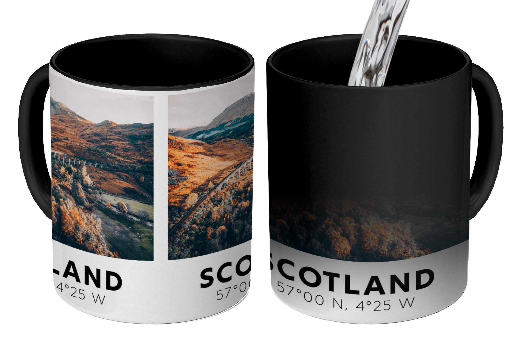 Brücke Farbwechsel, Kaffeetassen, Geschenk Natur, Schottland Keramik, Zaubertasse, - Tasse MuchoWow Teetasse, -